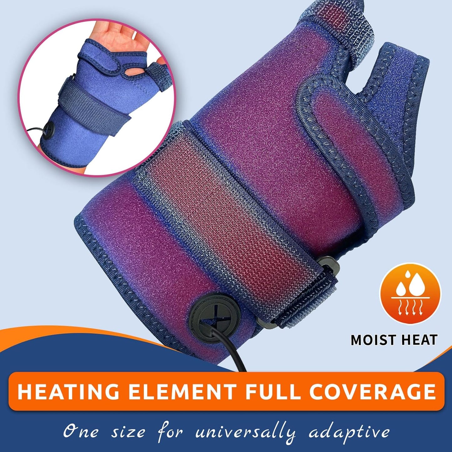 Hand Heating Pad for Arthritis and Tendonitis, Heated Wrist Wrap Thumb Brace for Carpal Tunnel Relief with 3 Heat & 5 Timer Settings for Left & Right Hand (L/XL)