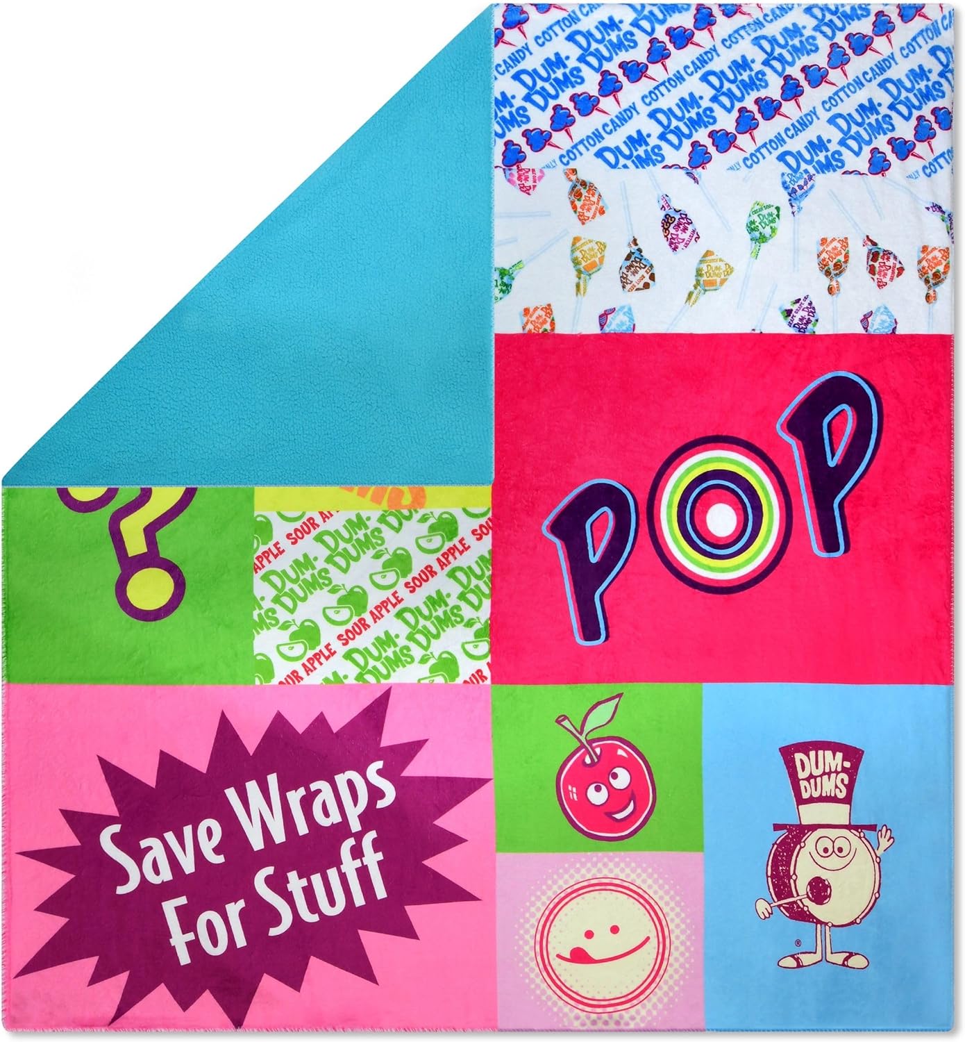 iscream Dum Dums Silky Soft Fleece and Cozy Sherpa 56" x 60" Reversible Throw Blanket - POP