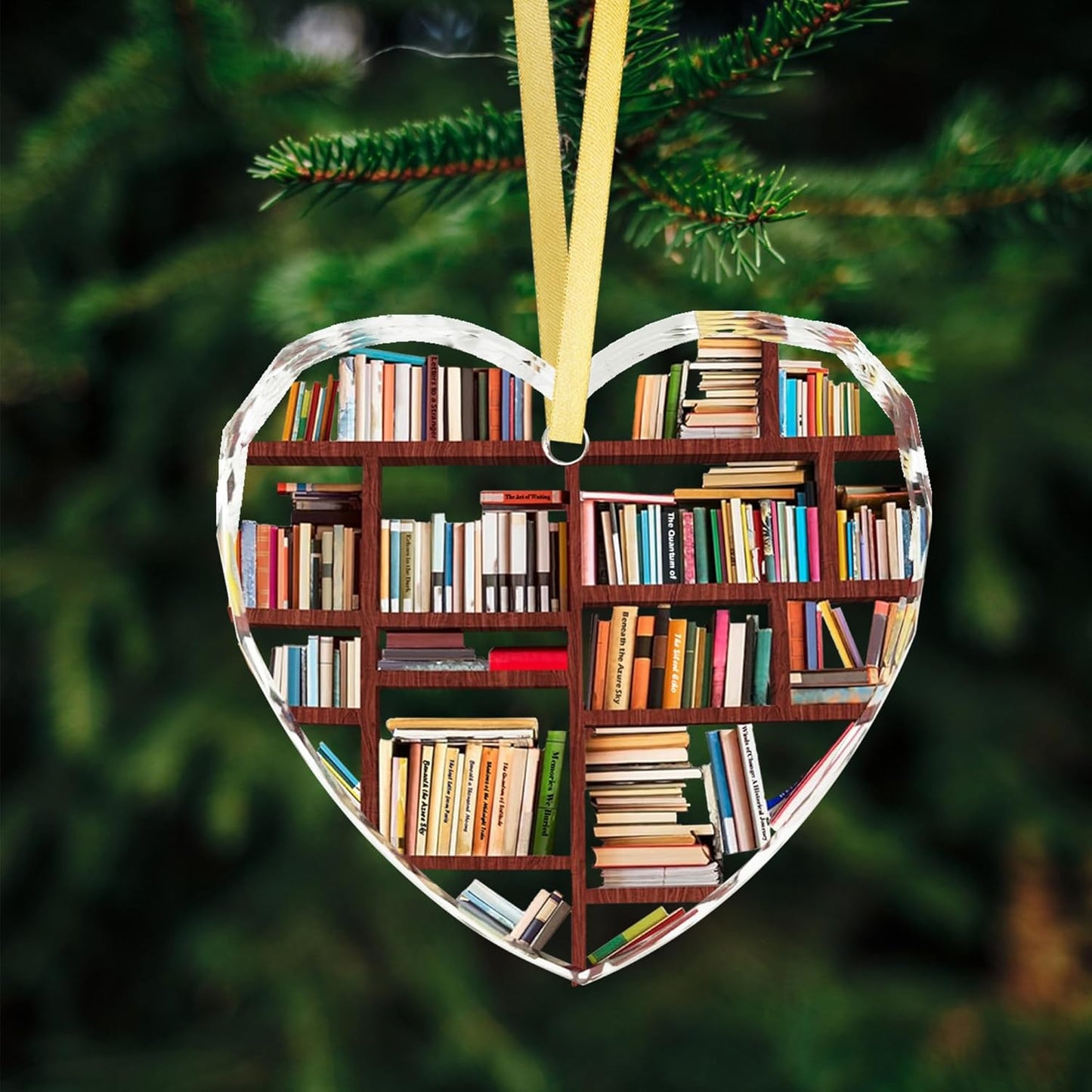 Crystal Book Lovers Gifts Hanging Christmas Ornament,Glass Hanging Book Themed Decoration for Readers, Bookworms, Reading Books Club