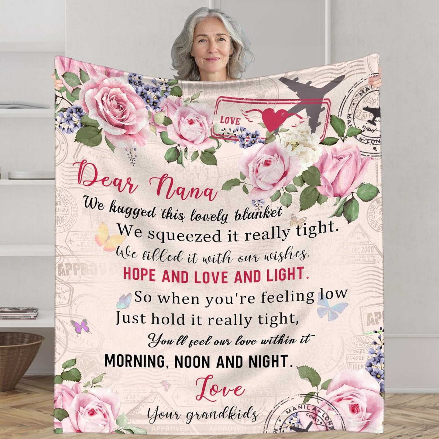 Best Grandma Blanket, Nana Throw Blanket 50" x 60", Grammy Gigi Granny Gifts Blanket from Granddkids, Birthday for Grandmother