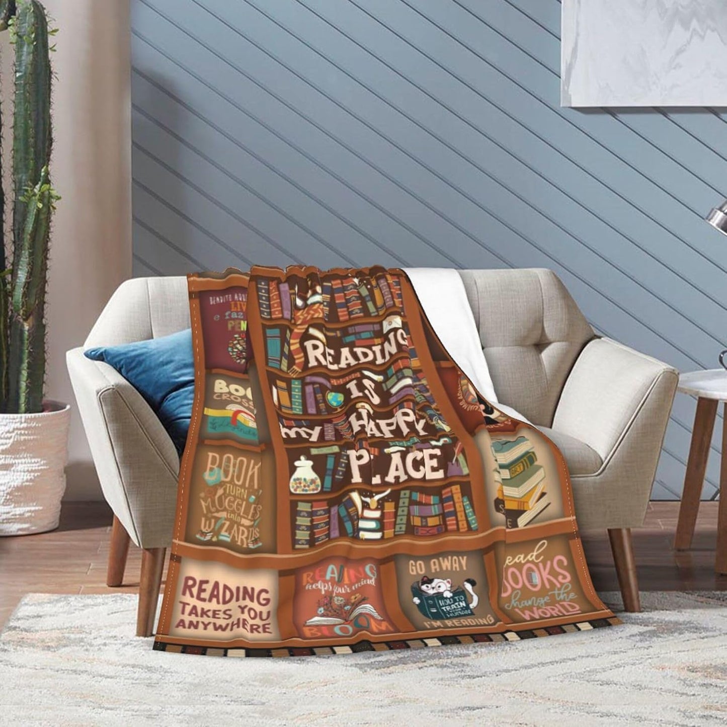 Book Lovers Gifts Blanket for Women, Bookworm Librarian Readers Booklover Bookish Gift, Books Lover Throw Blanket, Reading Accessorie Blankets Present For Birthday Christmas (Book Lovers-1, 80"X60")