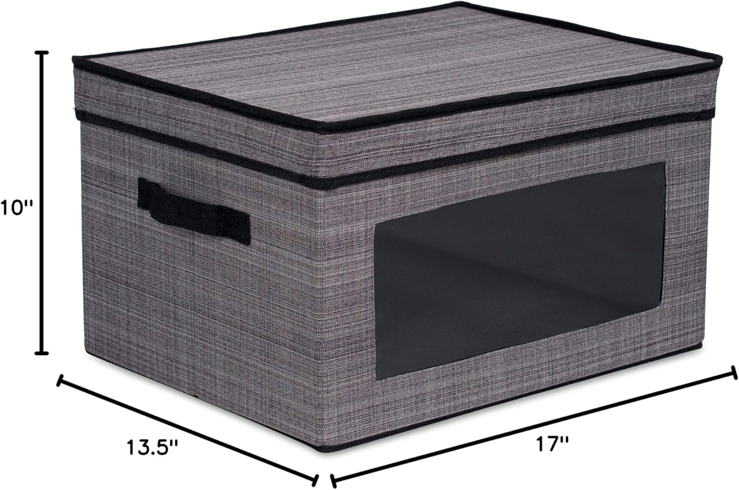 Internet's Best Storage Box with Window - Durable Storage Bin Basket Containers with Lids and Handles - Clothes Nursery Toys Organizer - Grey