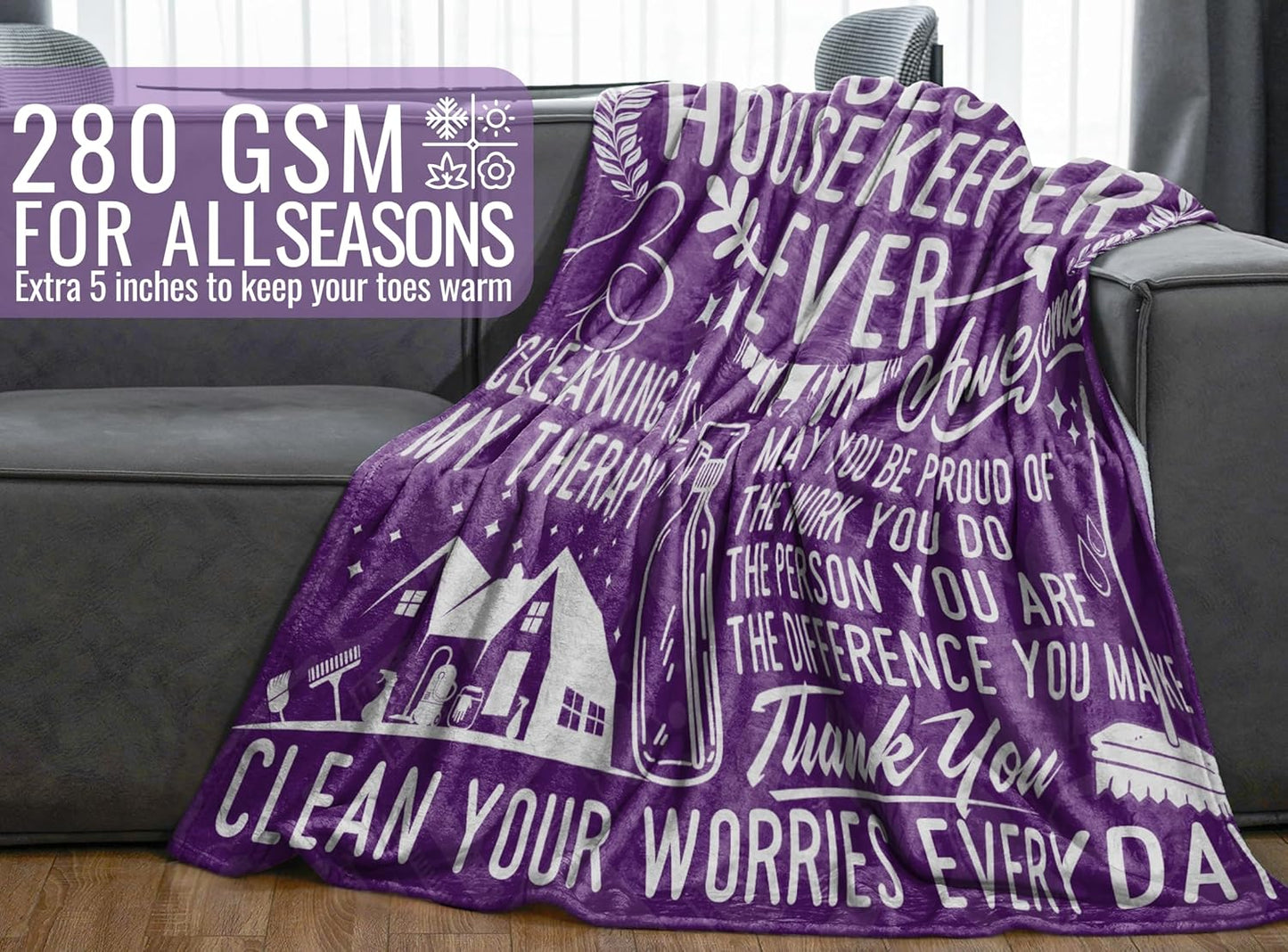 Housekeeping Appreciation Gifts on Housekeeping Week, Housekeeper Appreciation Gifts for Housekeepers, Flannel Blanket Throws for Housekeepers & Related Hotel Staff, 50x65 Inches