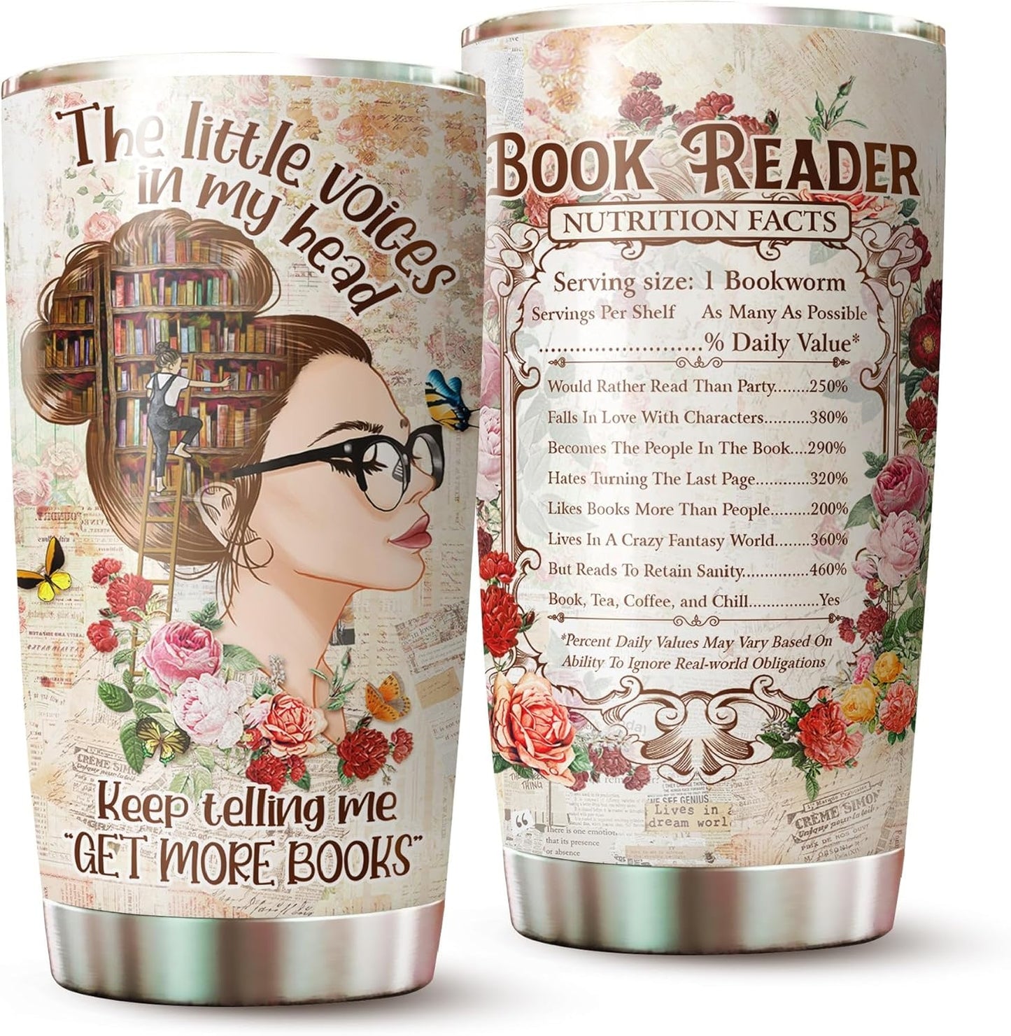 Book Lover Tumbler - Librarian Mug for Women - Gifts for Her on Christmas, Birthday