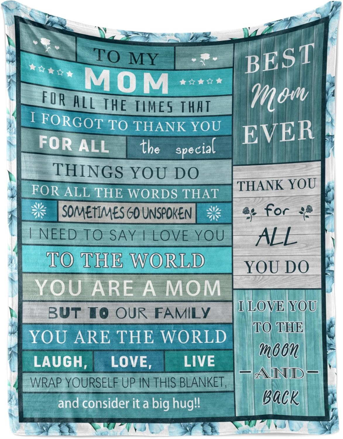 Birthday Gifts for Mom, Mom Blanket Soft Flannel Mama Blanket for Women Wife Grandma Mothers Day Anniversary from Daughter Son 50" x 60" Blue