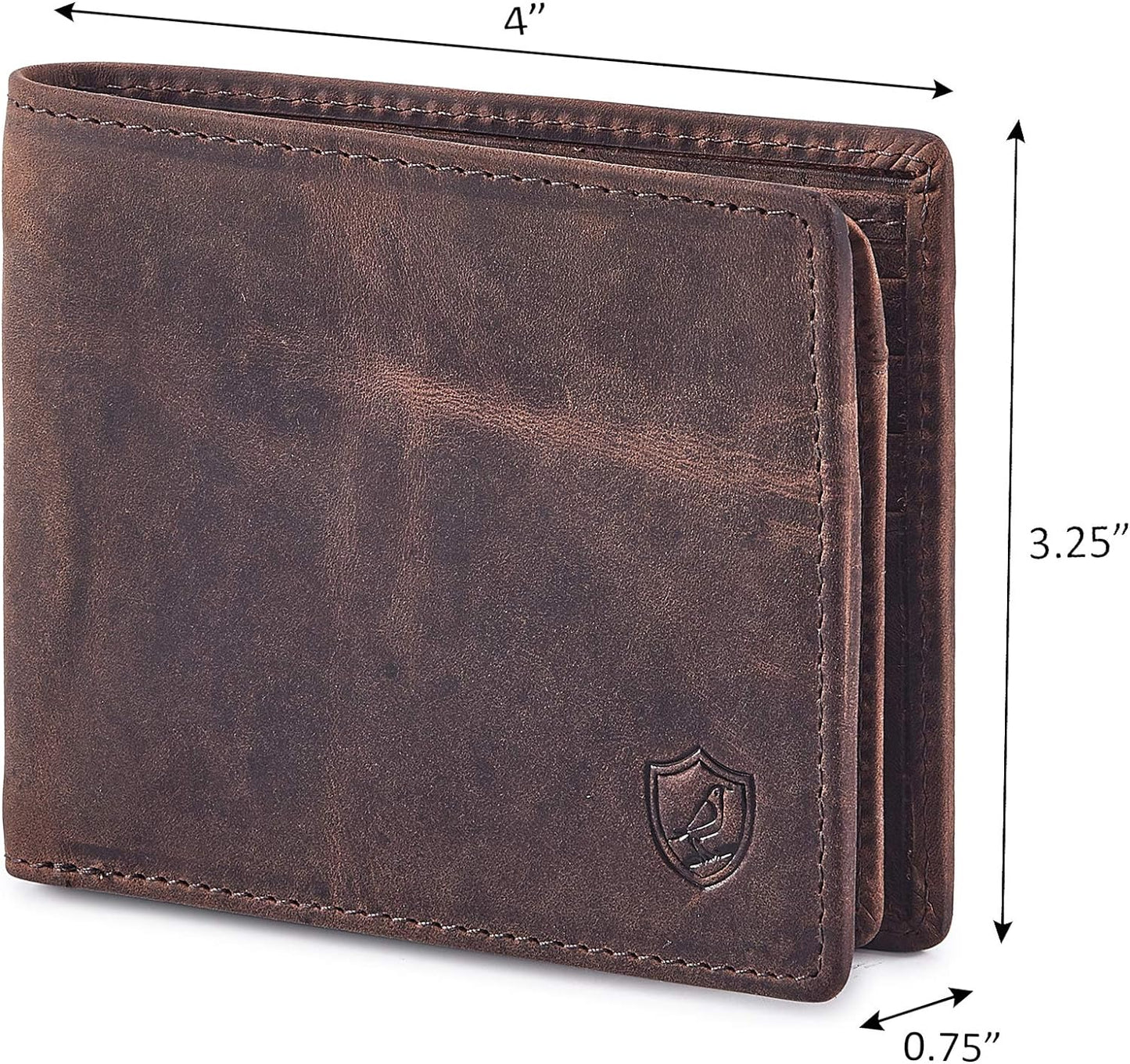 Wallet for Men Slim RFID Blocking Leather Bifold Minimalist 2 ID Windows Gift Box Carteras Para Hombres (CRAZY HORSE, COGNAC)