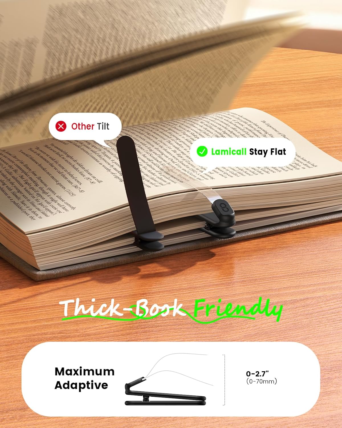 Lamicall Automatic Page-Turning Bookmark [3-Pack] - Hands-Free Transparent Book Marker for Hardcovers & Paperbacks, No-Slip Silicone Clip Reading Gifts Accessories for Students & Book Lovers (Black)