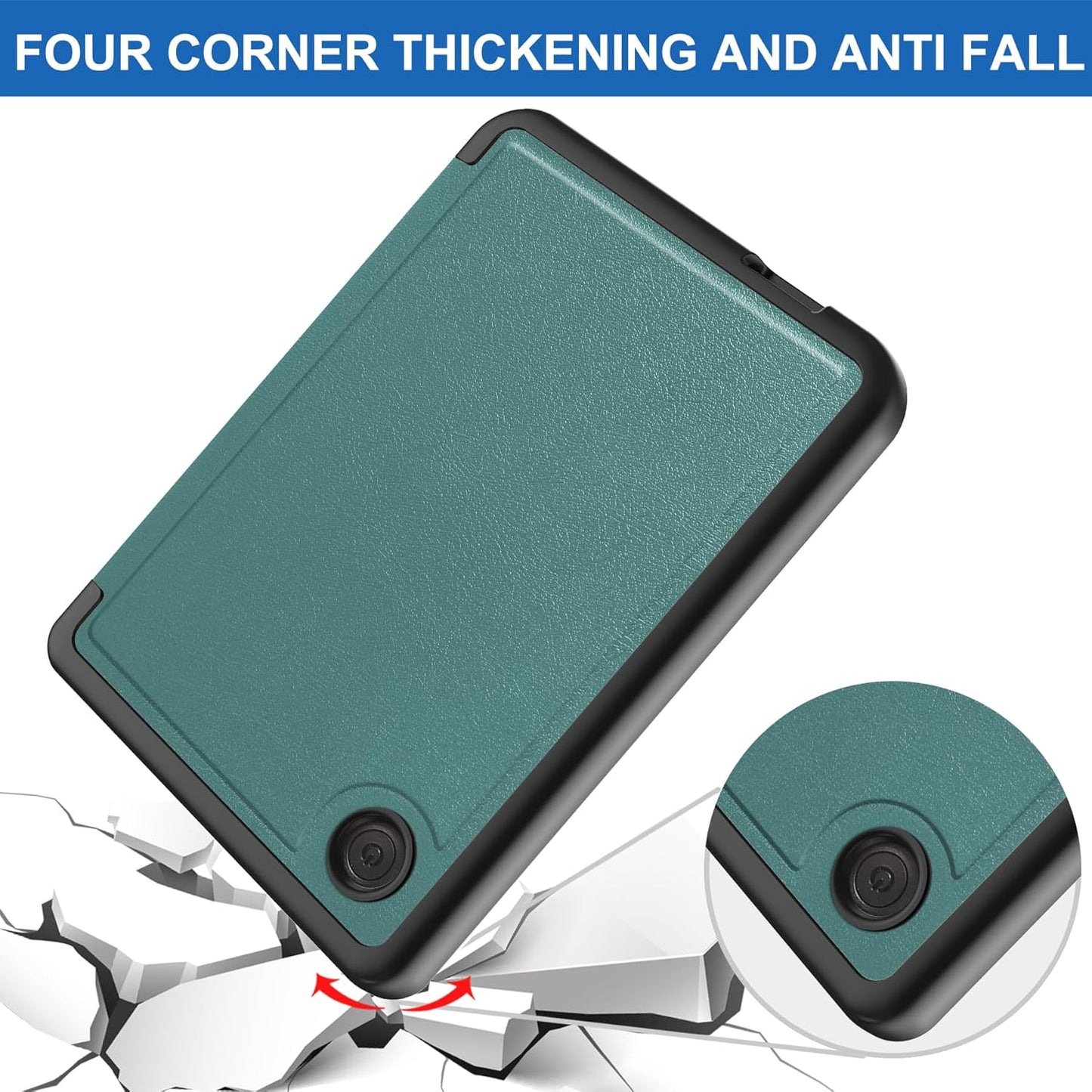 Smart Case for Kobo Clara BW, Ratesell The Thinnest and Lightest Leather Smart Origami Cover Case for for 6” Kobo Clara BW (2024) / Kobo Clara Colour (2024) / Kobo Clara 2E (2022) Blackish Green