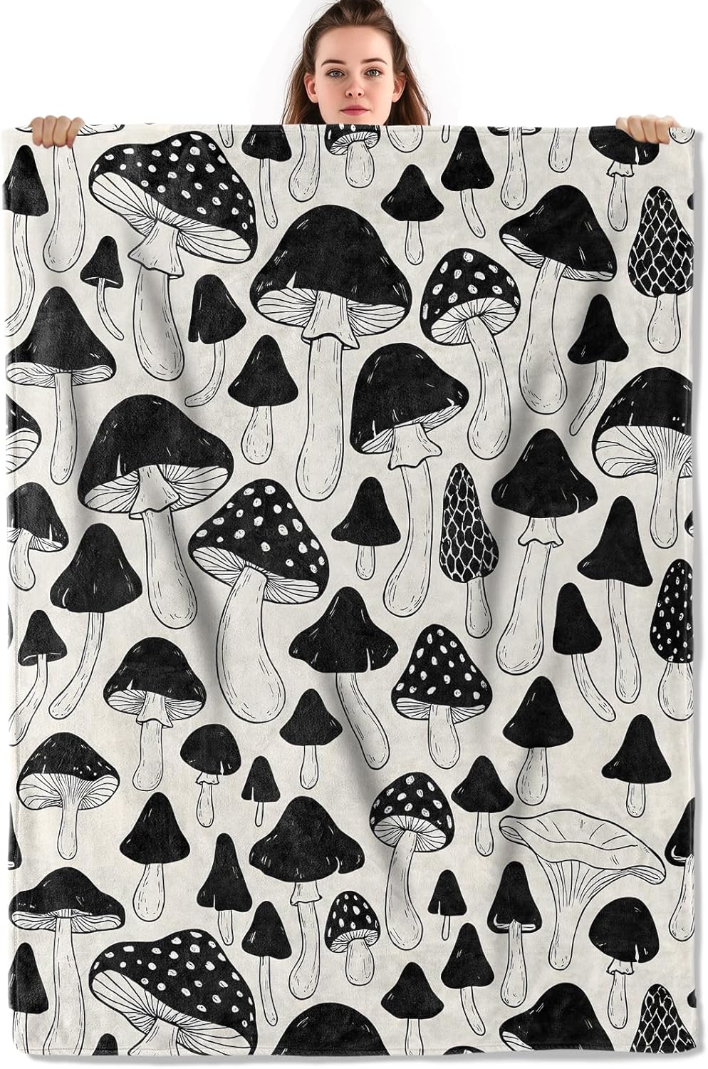 Vintage Mushroom Throw Blanket, Lightweight Warm Flannel Blankets, Home Decor and Gifts, Soft Cozy Throws for Women Adults Kids, 50"X60" for Bed Couch Travel Office