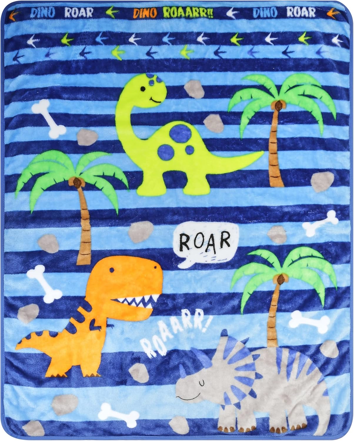 EVERYDAY KIDS Toddler Throw Blanket - 30" by 40" - Roarin Dinos - Super Soft, Plush, Warm and Comfortable