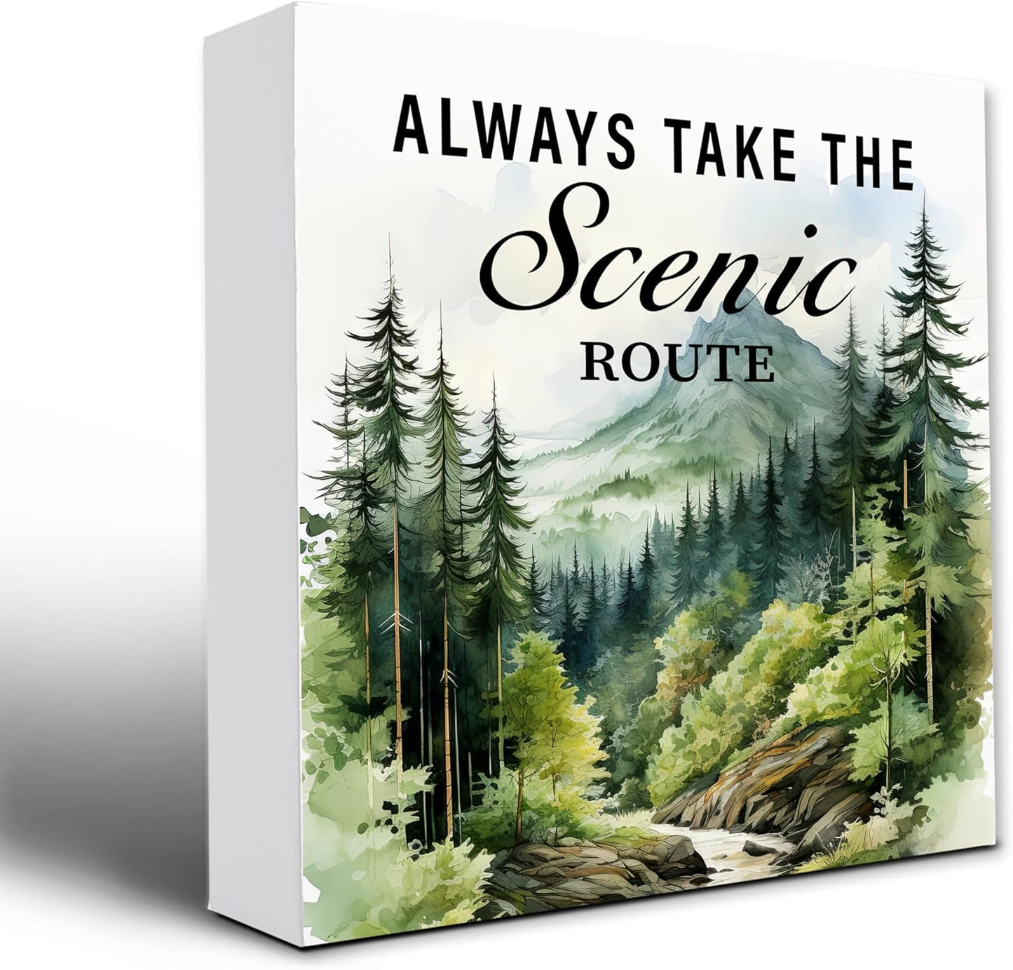 Always Take The Scenic Route Wooden Camping Plaque Sign, Decor for Camper Van, Wall Decor 5x5 Inches (006)