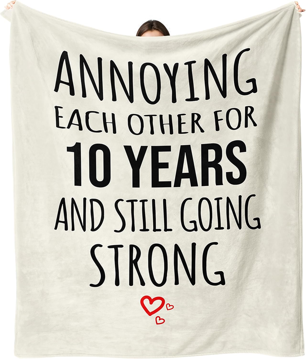 10 Year Anniversary Wedding Gifts for Her Him, 10th Anniversary Blanket Gifts for Wife Husband, 10th Anniversary Tin Gifts for Couple, 10 Years Anniversary Decoration Throw Blanket 60"X50"