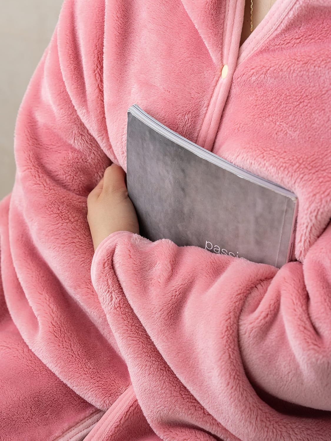Mellowdy Shawl Blanket Pillow 2-in-1 with Sleeves for Office, Work, Home (Blossom Pink, 40x60) - Wearable Adult Snuggie Coat Poncho, Airplane Travel Set, Fleece Shoulder Wrap for Men and Women