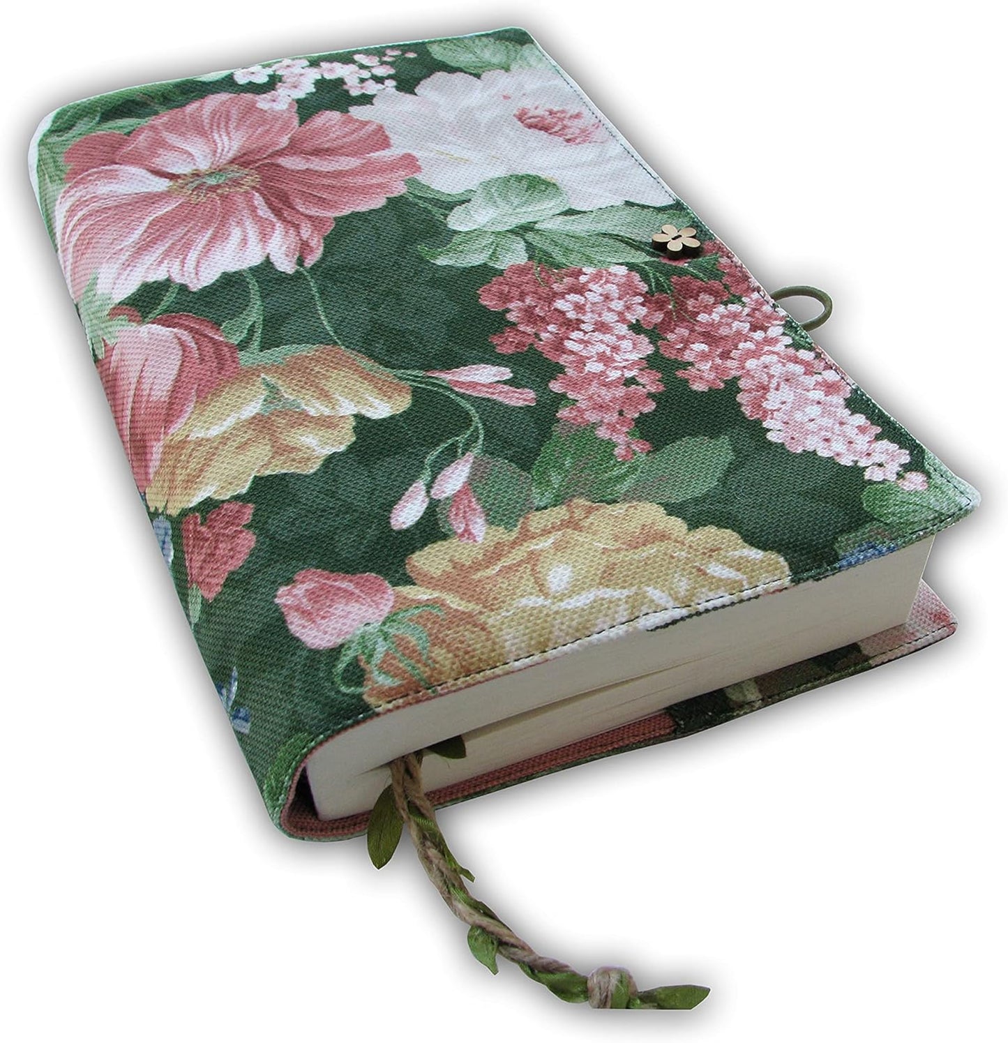 Book Cover, Fabric Novel for Adult for Paperback, Flower Spring Pattern, Cloth Washable Book Protector - Padded Case Sleeve Bag, 5.5 x 8.2 x 1.6