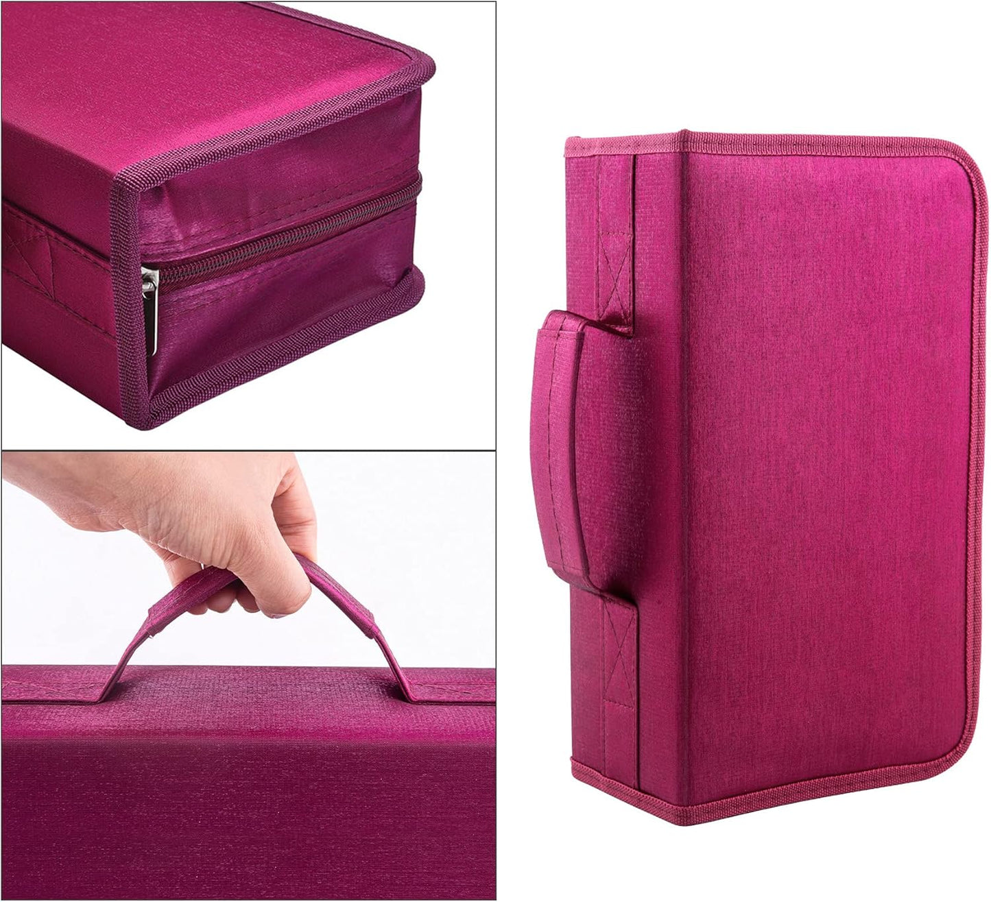 DVD Case, 128 Capacity CD/DVD Case Wallet Binder Storage Holder Booklet for Car Home Office and Travel (White binder, Rose)