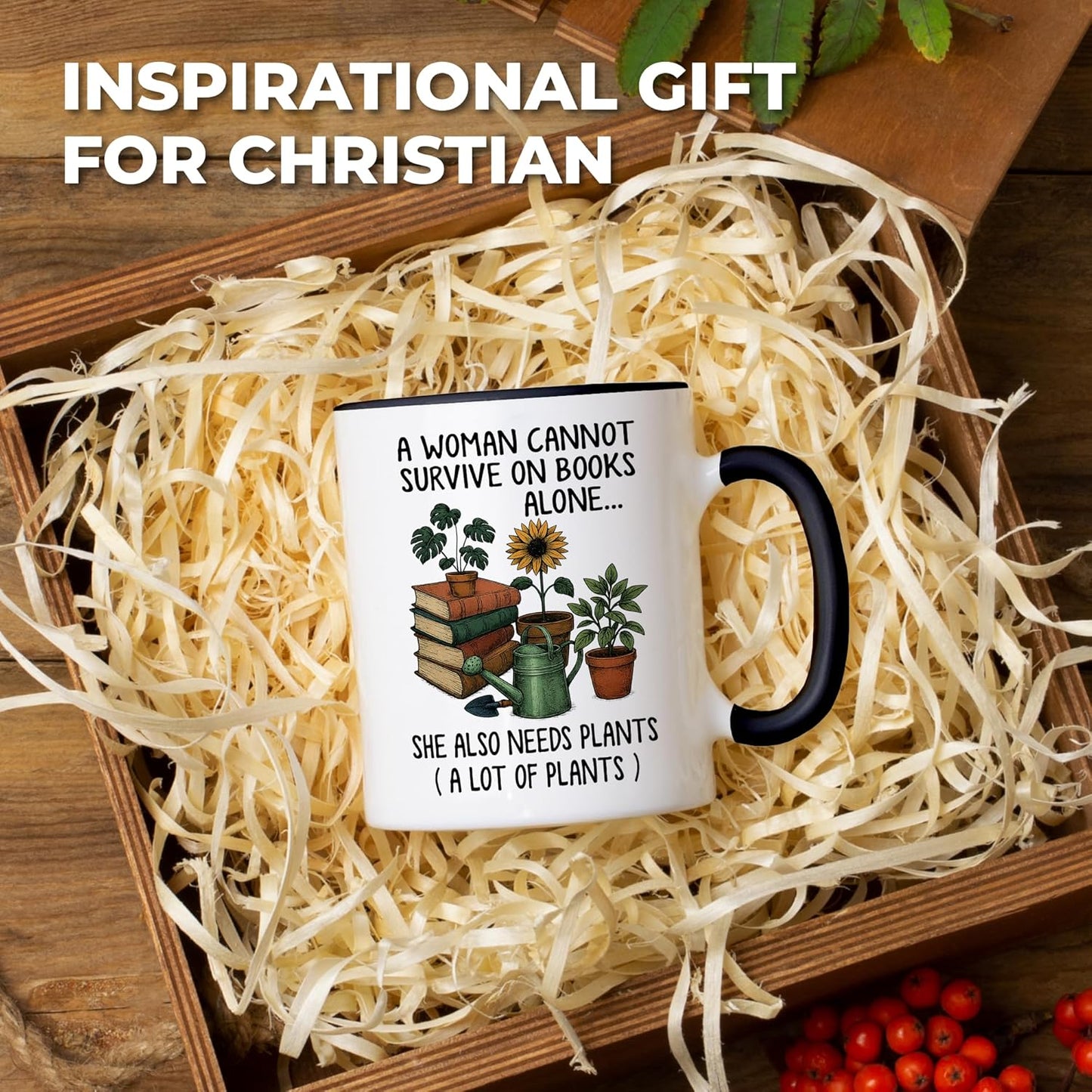Book and Plant Lover Coffee Mug, Mugs for Reading and Gardening Lovers, Book Lover & Gardener Mug, Gardner Gifts for Women, Novelty Design for Bookworm and Gardening Enthusiasts