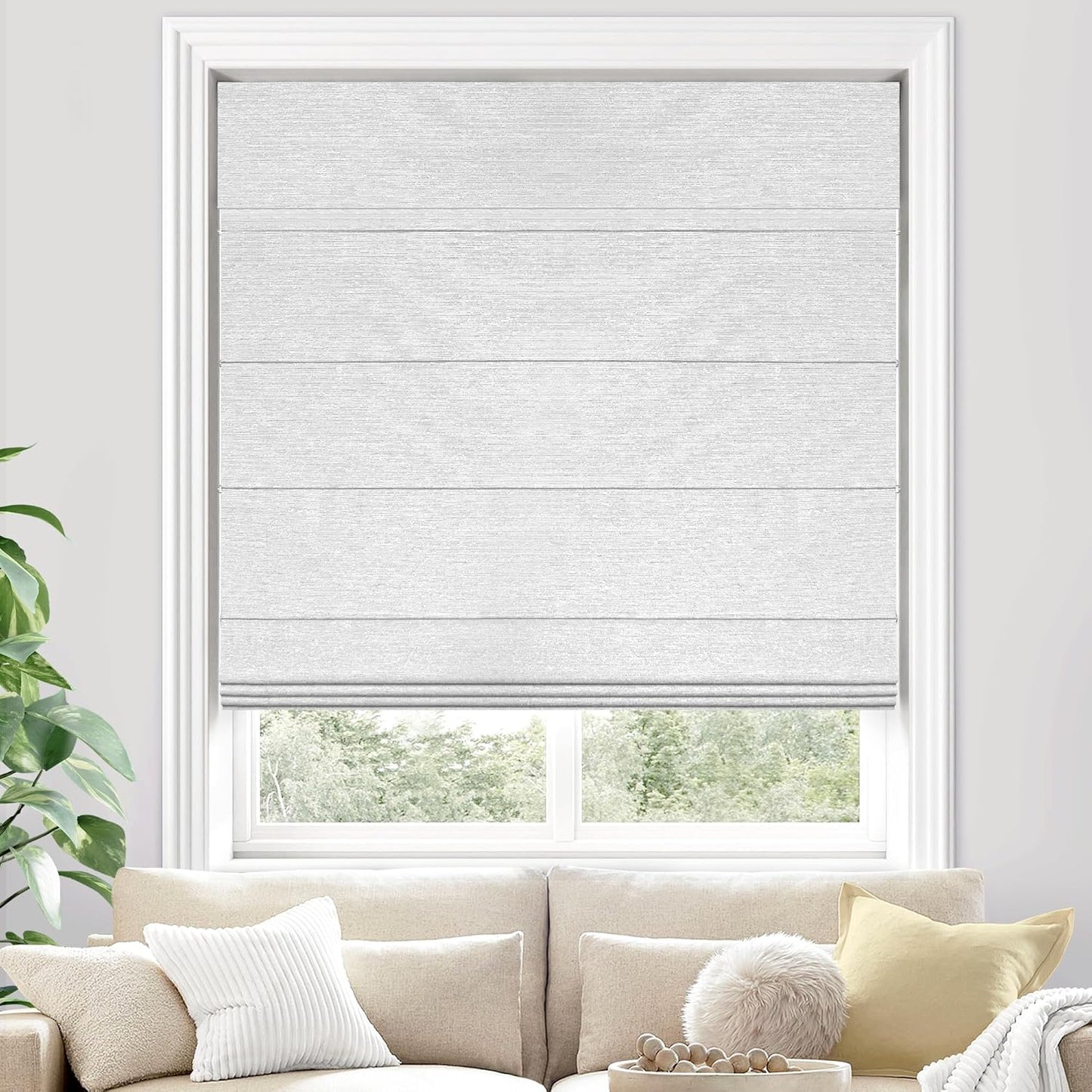 100% Blackout Cordless Roman Shades for Indoor Windows & French Doors, 22 3/4" W × 60" H - Blackout - Grey