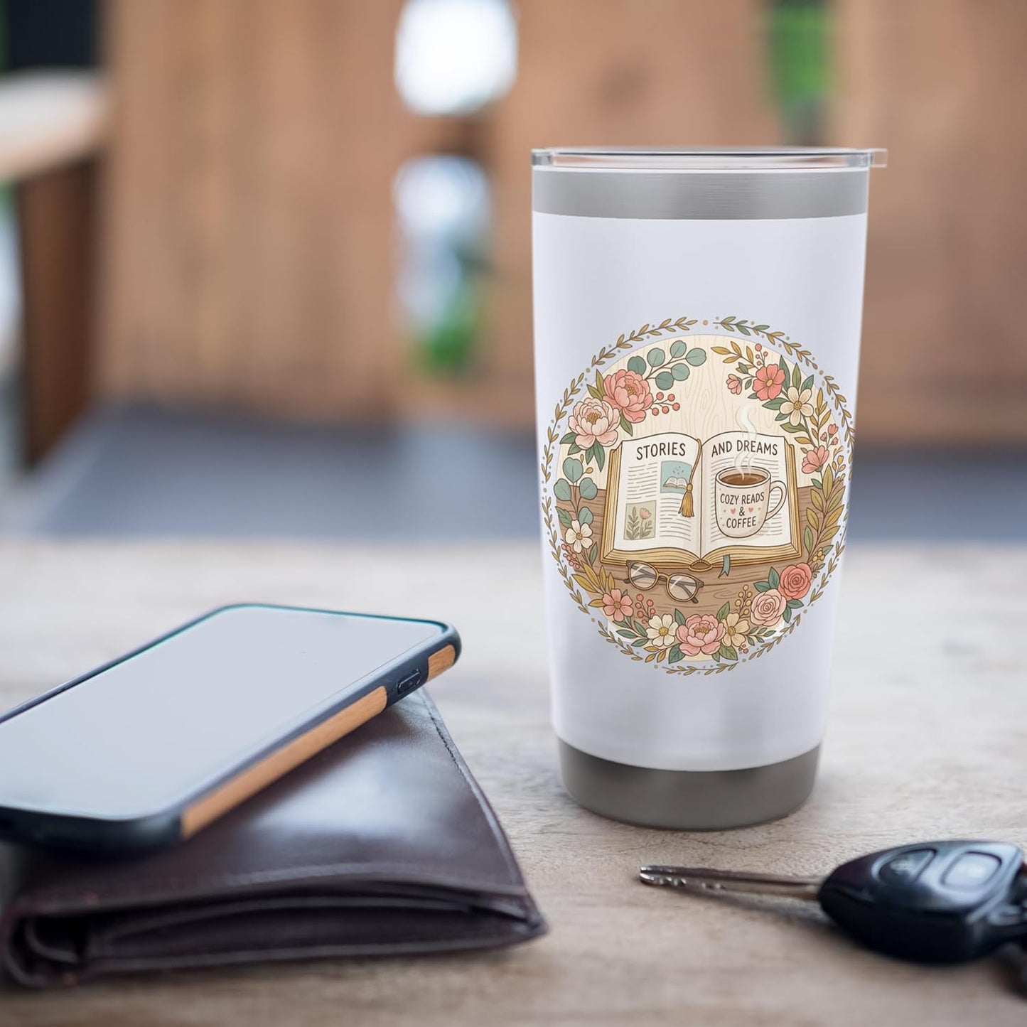 Cozy Reading Book Lover Aesthetic | Cute Bookworm Librarian Stainless Steel Insulated Tumbler