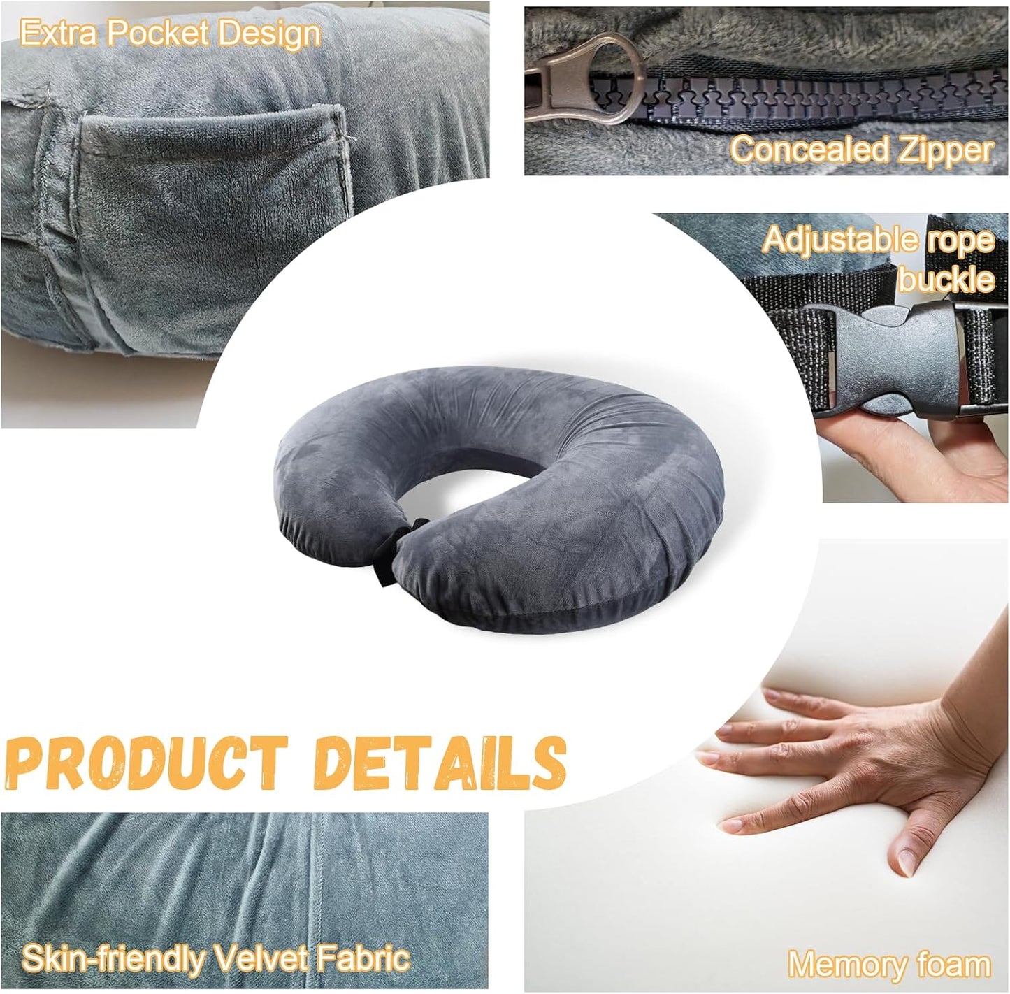 Reading Pillow for Gaming, Crochet Pillow for Lap Support, Lap Desk Pillow for Sitting in Bed or Sofa, Multi-Purpose Reading Pillow for Gaming/Working/Crocheting, Reduces Arm Pain & Fatigue, Grey