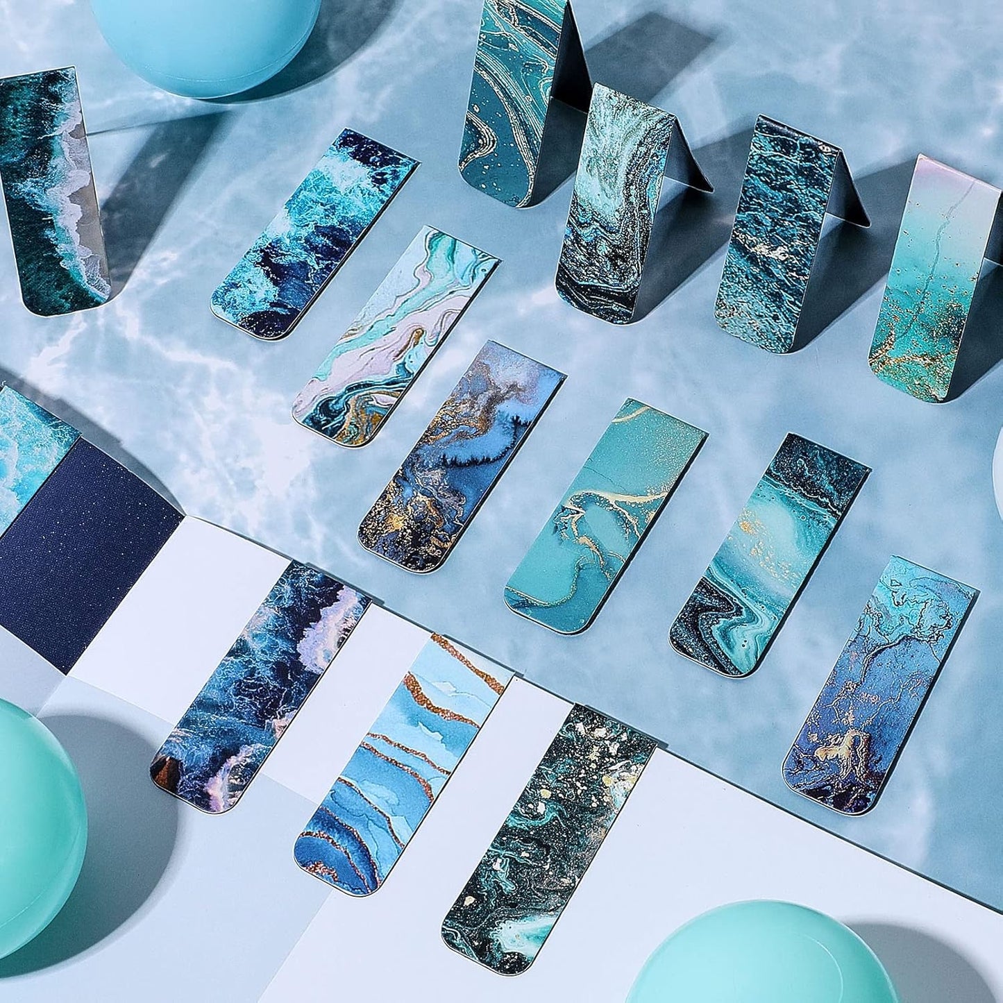 Zonon 24 Pcs Ocean Magnetic Bookmarks Easter Exchange Gifts Summer Blue Magnet Page Markers Page Clip Funny Bookmark Gifts for Reading Lover Women, Men Classroom Prize Party Favor