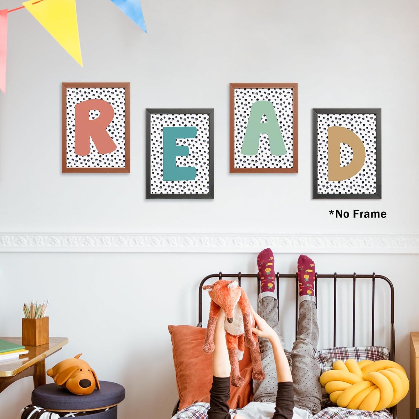 AEHIE Boho Reading Corner Posters Wall Decor, Neutral Read Classroom Poster Prints for Elementary School Kids Room Nursery, Read Reading Themed Library Decorations Wall Art Unframed 4pcs 12x16 Inches