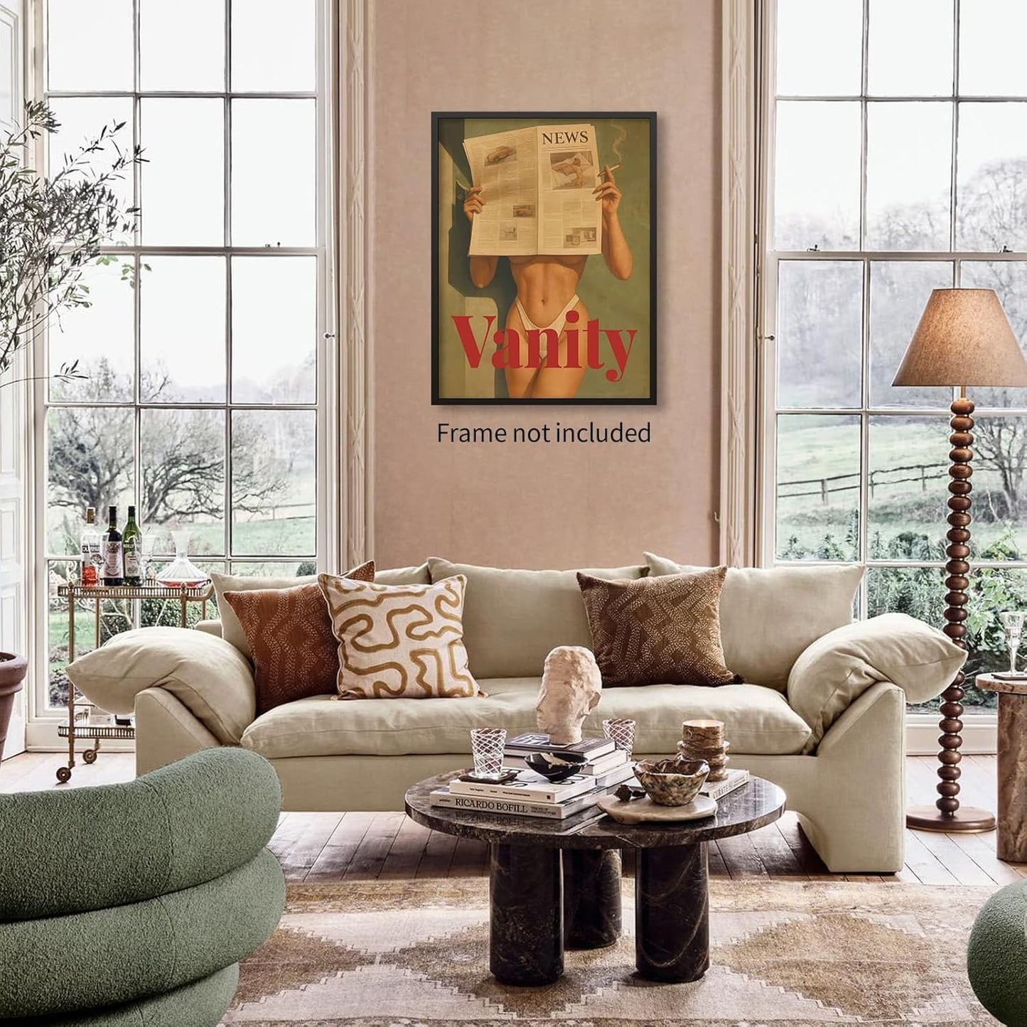 YYS Fashion Hot Girl Reading Newspaper Wall Art 70's Vintage Poster Bikini Canvas Prints Sexy Woman Picture Artwork for Living Room Bedroom Apartment Decor Aesthetics 12X16 inch Unframed