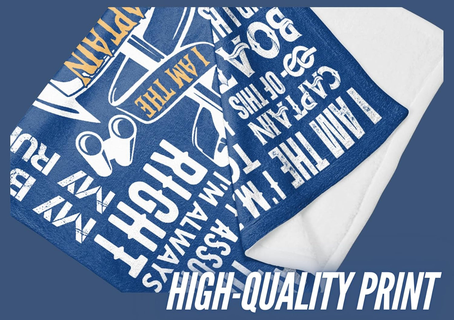 InnoBeta Boating Captain Gifts Blanket, Flannel Throw Blanket for Men, Funny Unique Birthday for Him