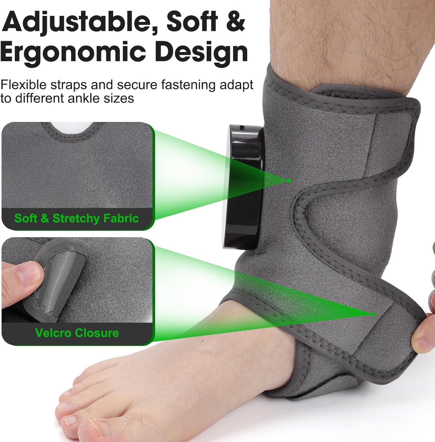 Cordless Foot Ankle Massager for Pain Relief, Ankle Heating Pad with Massage, Foot Massager with Heat, Adjustable Timer, 6 Heat Levels, 3 Vibration Modes, Single One