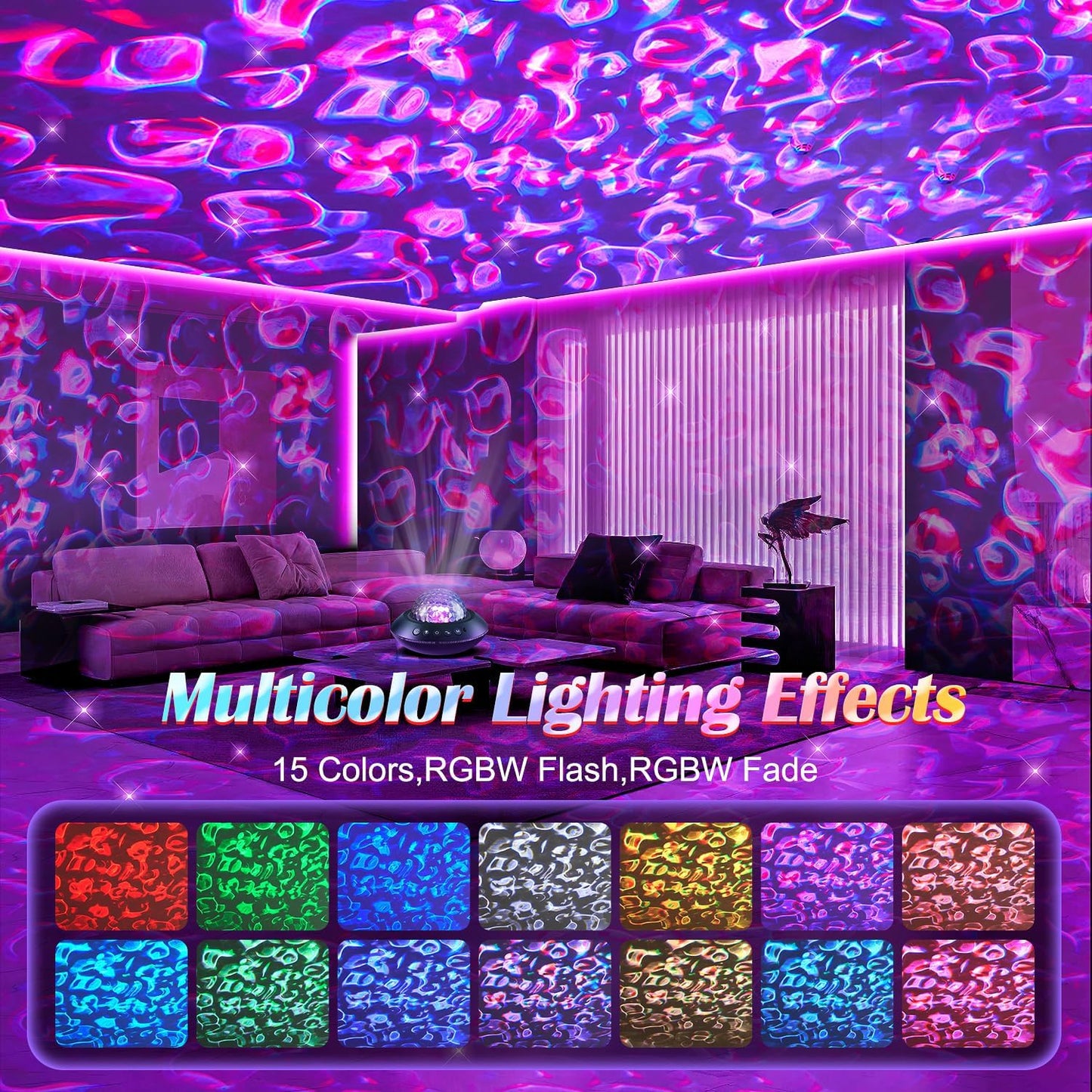 Galaxy Projector for Bedroom, White Noises & Bluetooth Night Light Projector,360° Full Coverage Ceiling Projector Galaxy Light Projector,Remote Timer Night Sky Projector Ocean Light Projector