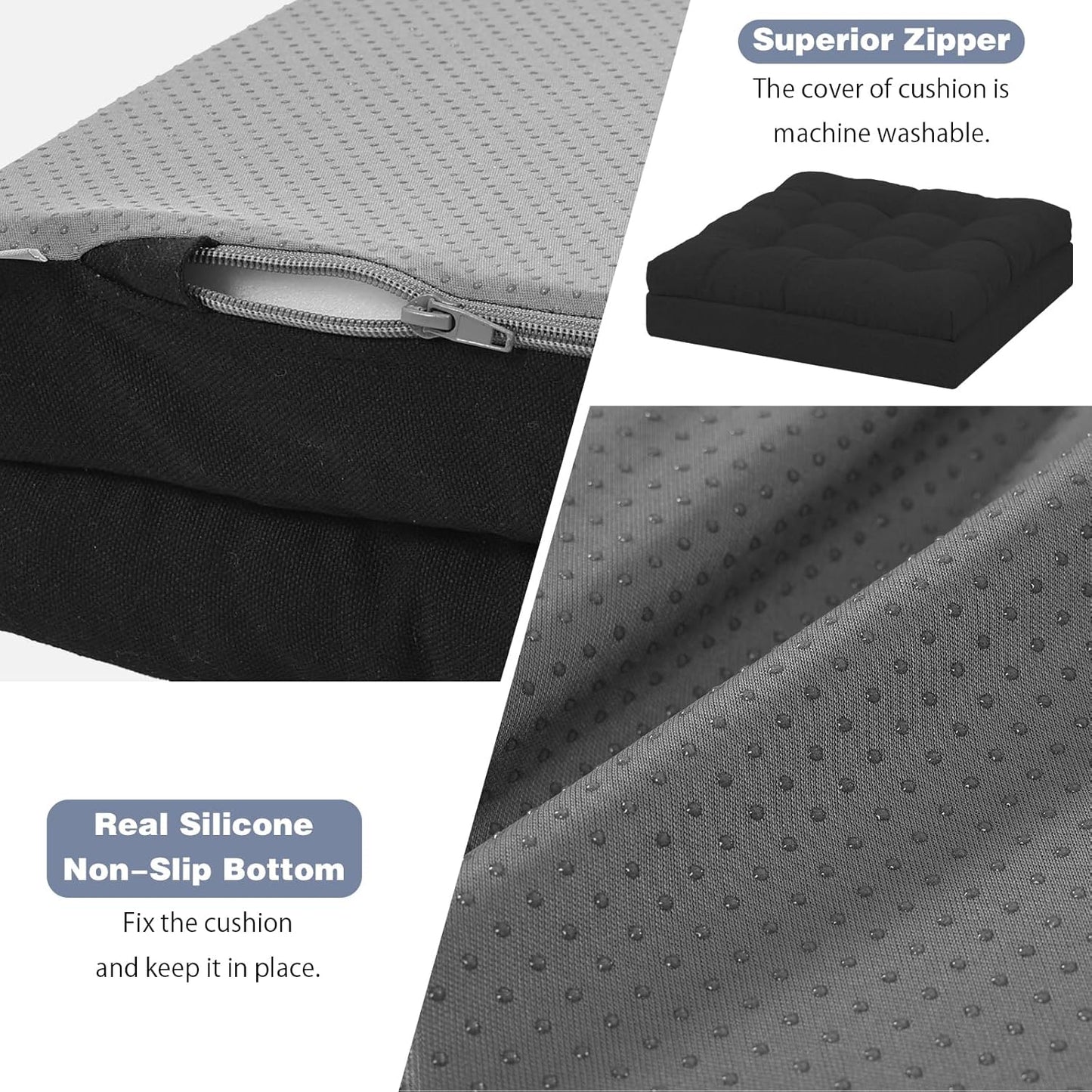 baibu Extra Large Memory Foam Recliner Cushions with Lumbar Support Pillow for Elderly, 20x20x5 Inch Thick Dual-Layer Patent Design Non-Slip Recliner Seat Cushion for Reduce Hip & Lumbar Pain, Black