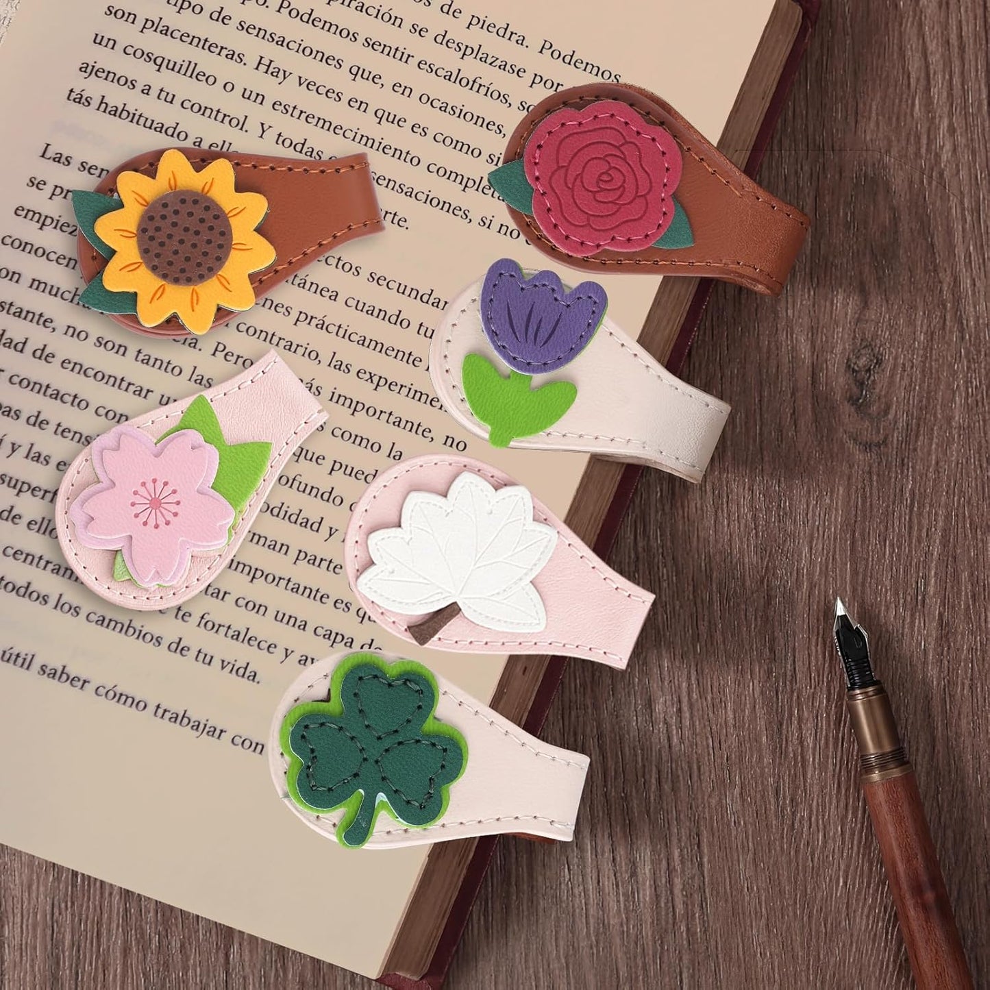 6Pcs Magnetic Leather Bookmark, Easter Basket Stuffers Magnetic PU Book Marks Gifts for Reading Women Book Lovers Book Accessories