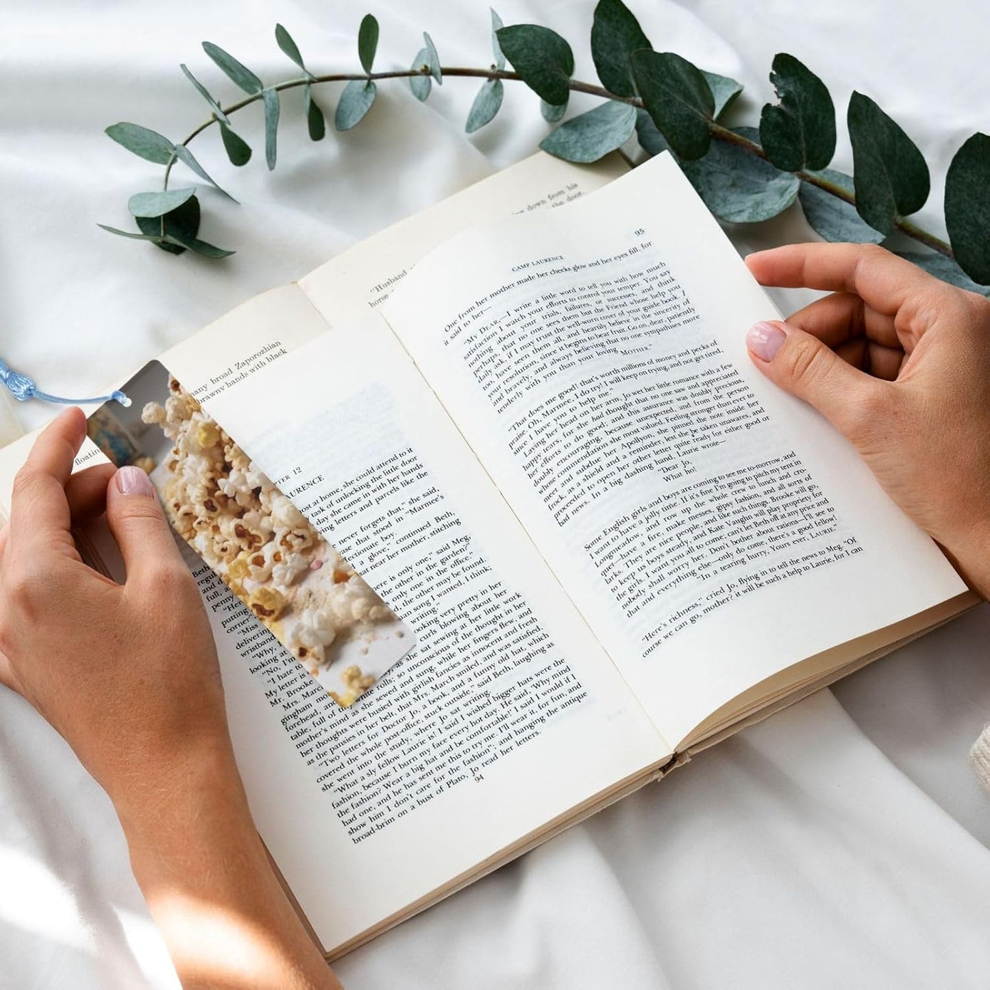 Sprinkle Popcorn Bookmarks Gifts for Women Men, Wooden Bookmarks for Book Lovers, Vintage Book Marks Ornaments with Tassel, Unique Personalized Reading Page Markers Sky Blue