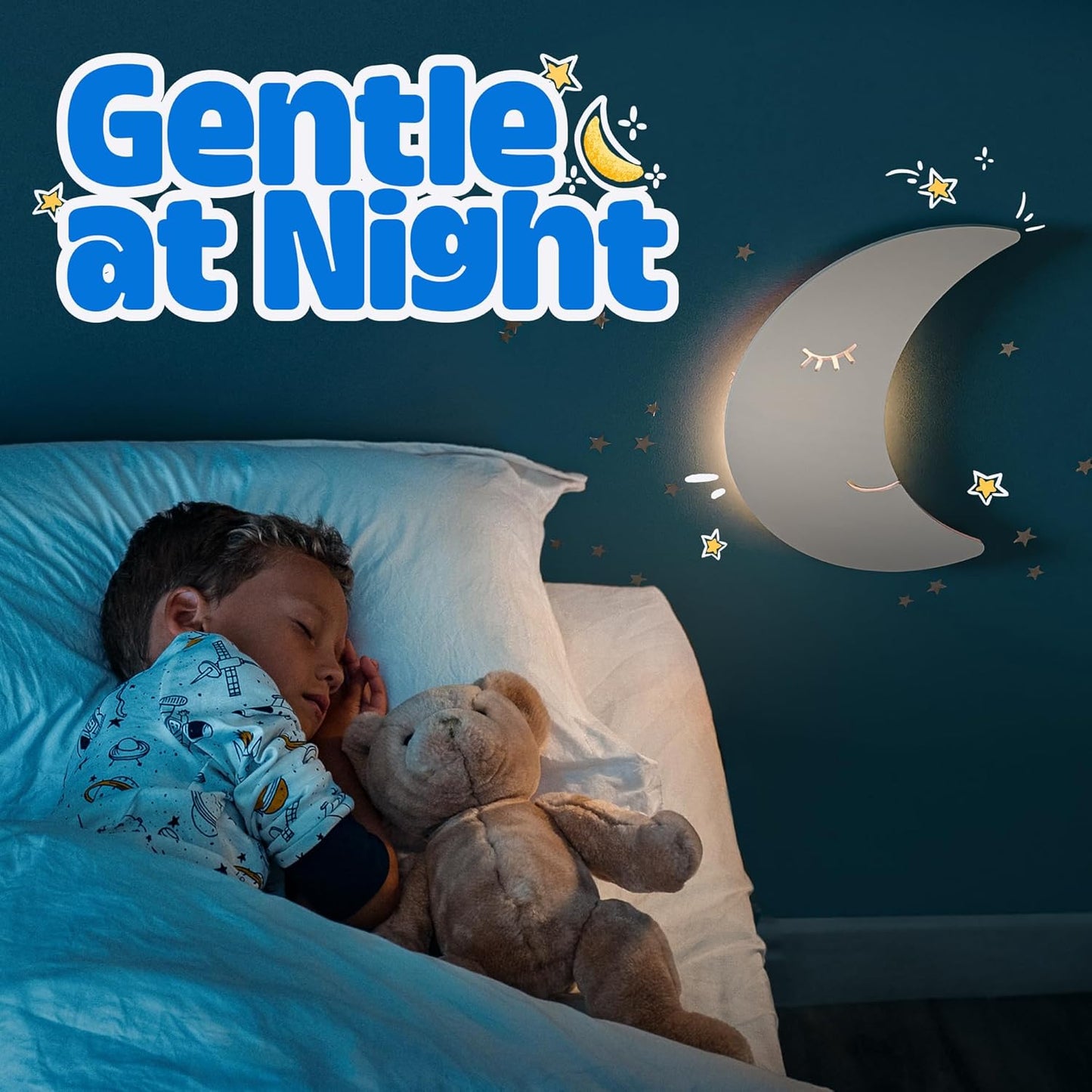 Tip perk Moon Lamp for Baby Nursery - Floating Moon Wall Lamp for Nursery | Cute Floating Moon Lamp for Kids Bedroom | Battery-Operated Hanging Night Lights | Cordless Moon Lights for Bedroom