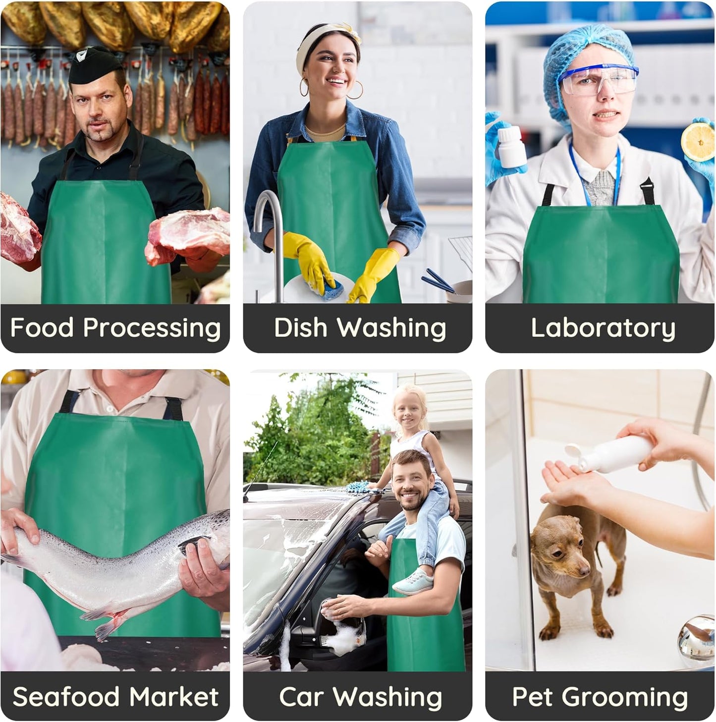 Thicker Rubber Apron, Extra Long Adjustable Apron, Heavy Duty Oil&Chemical Resistant Waterproof Work Aprons