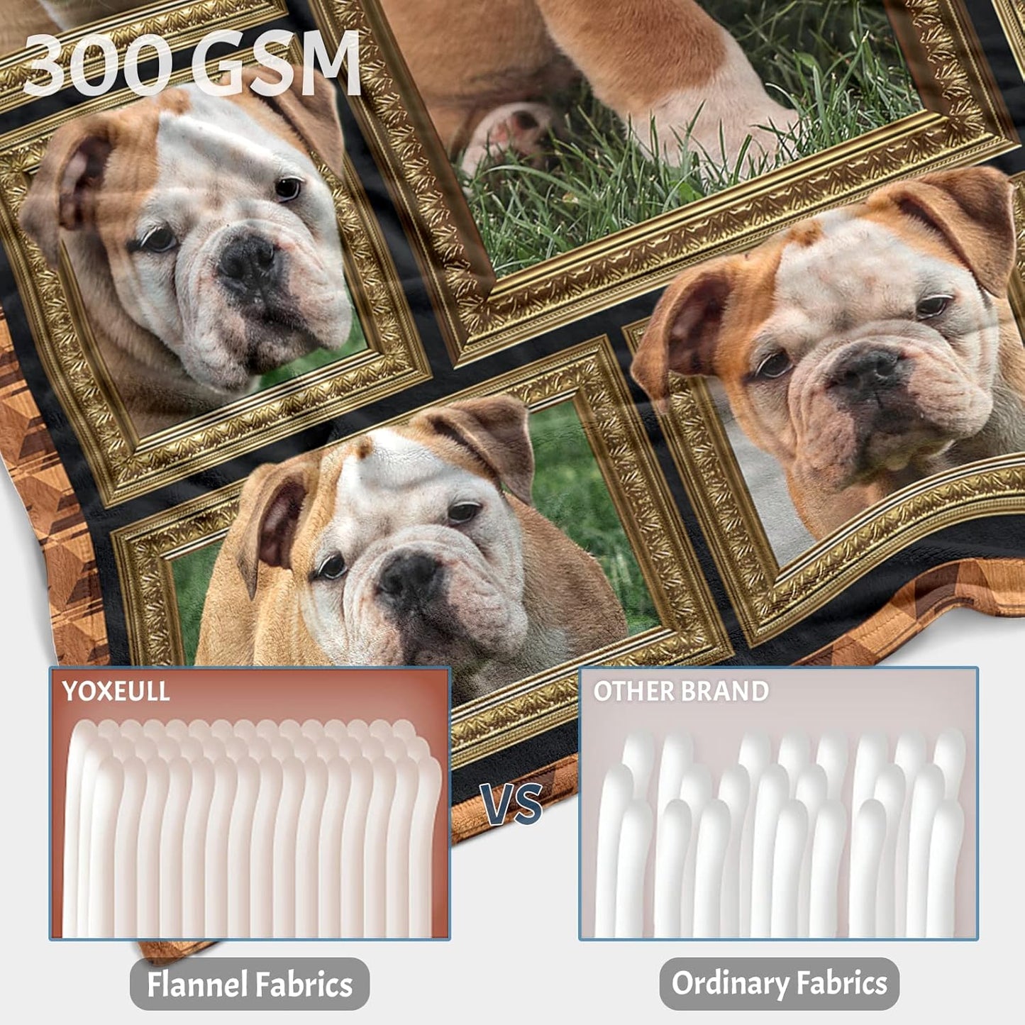 Throw Blanket English Bulldog Dog Blankets Fuzzy Fleece Soft Blanket Cozy Warm Travel Blanket for Couch Sofa or Bed, Dogs Lover Gift, 60 x 80 Inch