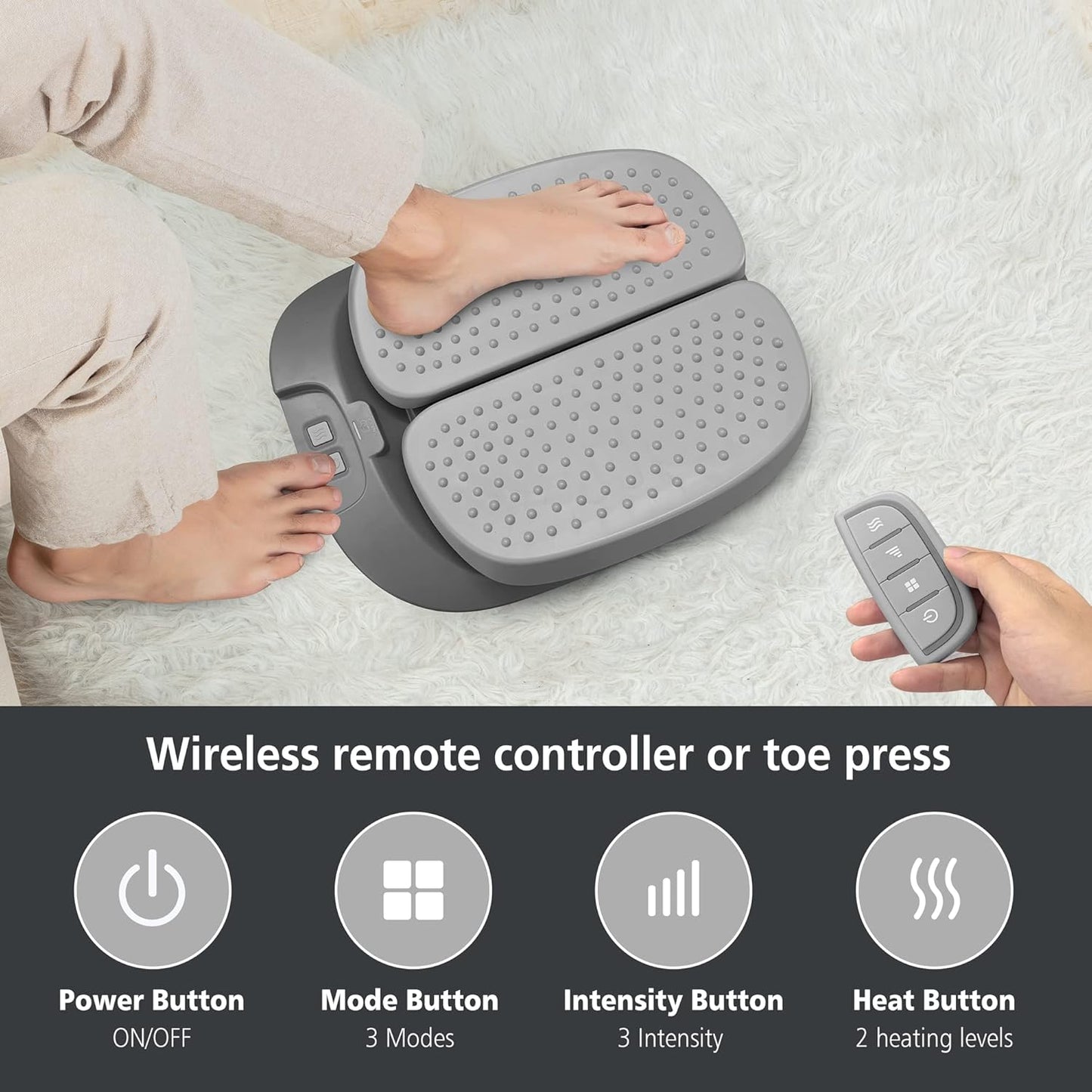 Snailax Vibration Foot Massager with Heat,Remote Control,Adjustable Vibration Speed Electric Massager Machine for Circulation,Plantar Fasciitis, Pain