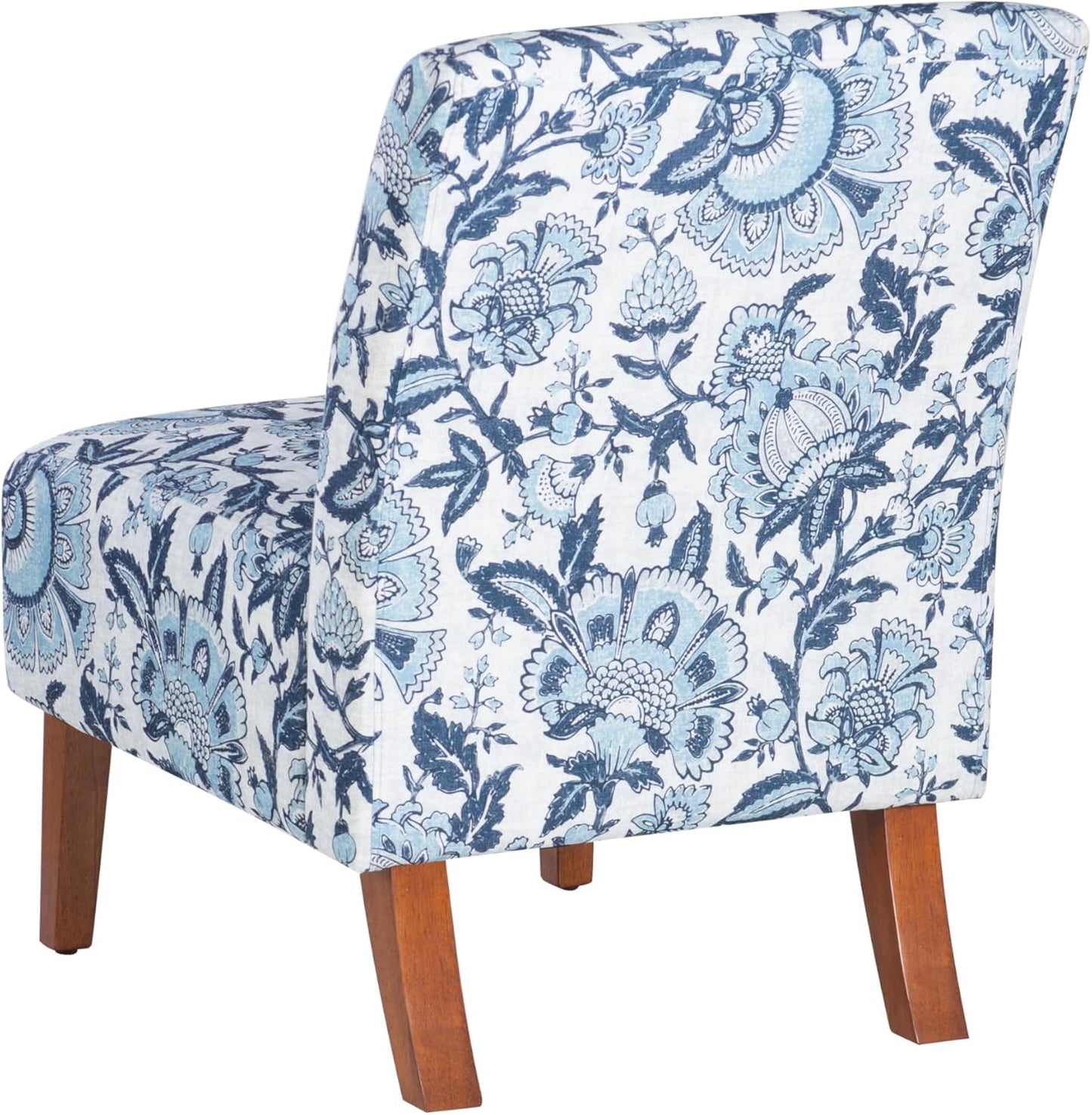 Linon Lily Blue and White Floral Paisley Upholstered Accent Chair