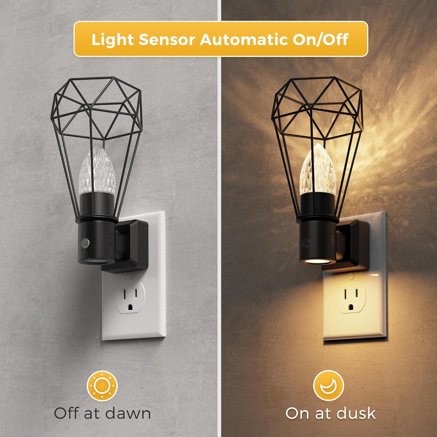 L LOHAS LED Night Light, 2 Pack Night Lights Plug into Wall, 3000K Warm White, Farmhouse Plug in Light with Dusk to Dawn Sensor, for Bedroom, Bathroom, Kitchen, Hallway