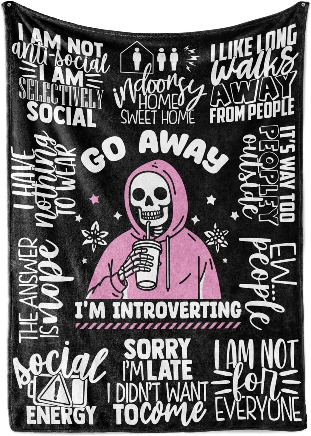 Introvert Gifts, Throw Blanket for All Seasons, Go Away I'm Introverting