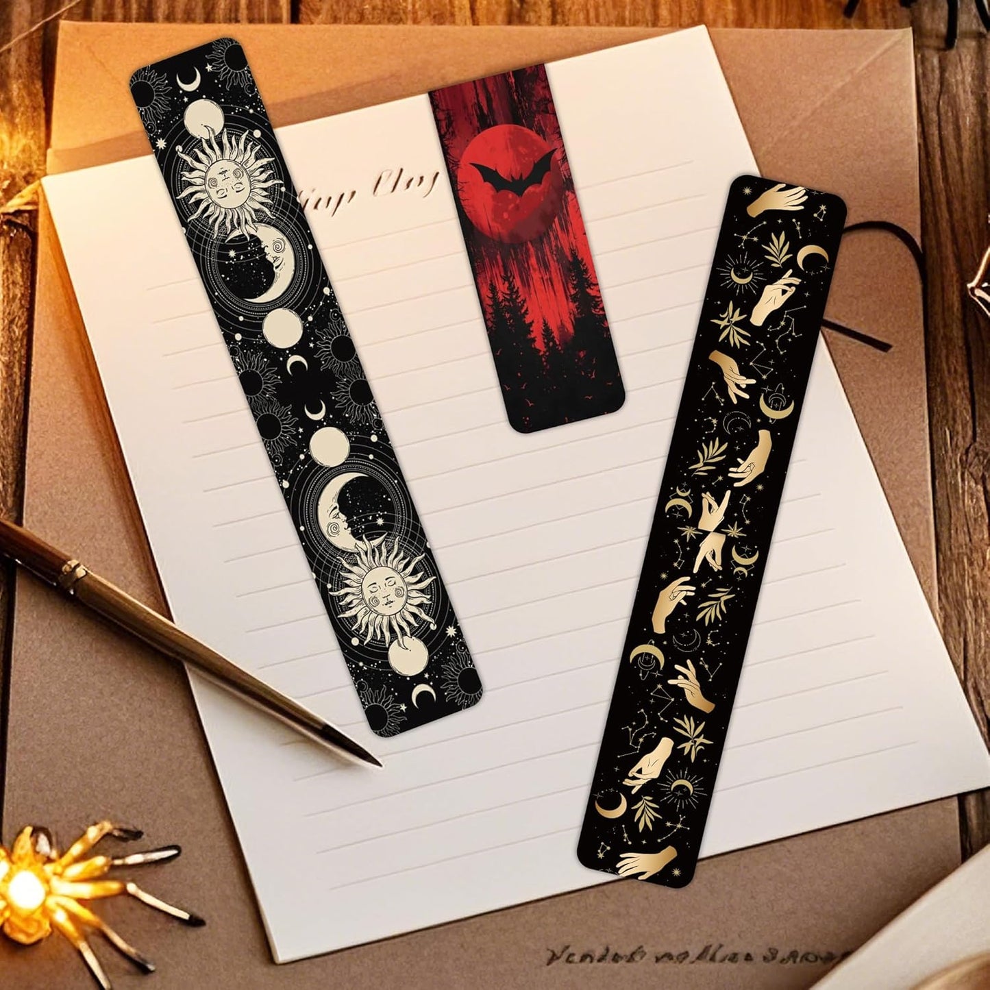 Dark Fantasy Magnetic Bookmarks: 30 Pcs Gothic Witchy Moon Book Mark Clips for Book Lovers, Dark Academia Page Marker for Reading Women Men, Bookish Gifts for Birthday Halloween School Office Supplies