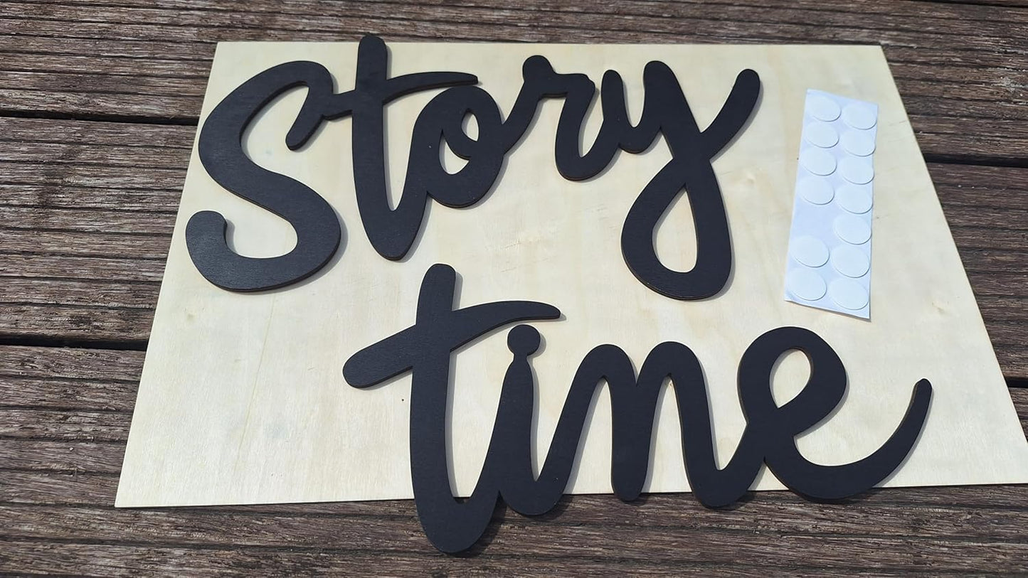 Wooden Storytime Sign for Backdrop, Wooden Letters Reading Corner, Boho Nursery Decor Quotes Kids Reading Nook Wall Art for Kids' Nursery & Playroom