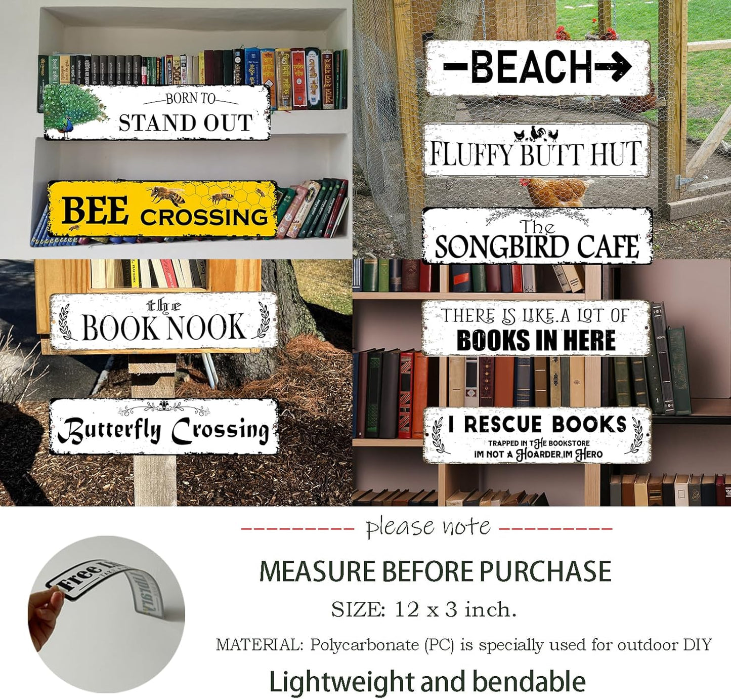 12x3 Inch Welcome To The Reading Nook Sign Reading Corner Signage for Outdoor Indoor Home School Library Area Decor Book Reading Lover Gift