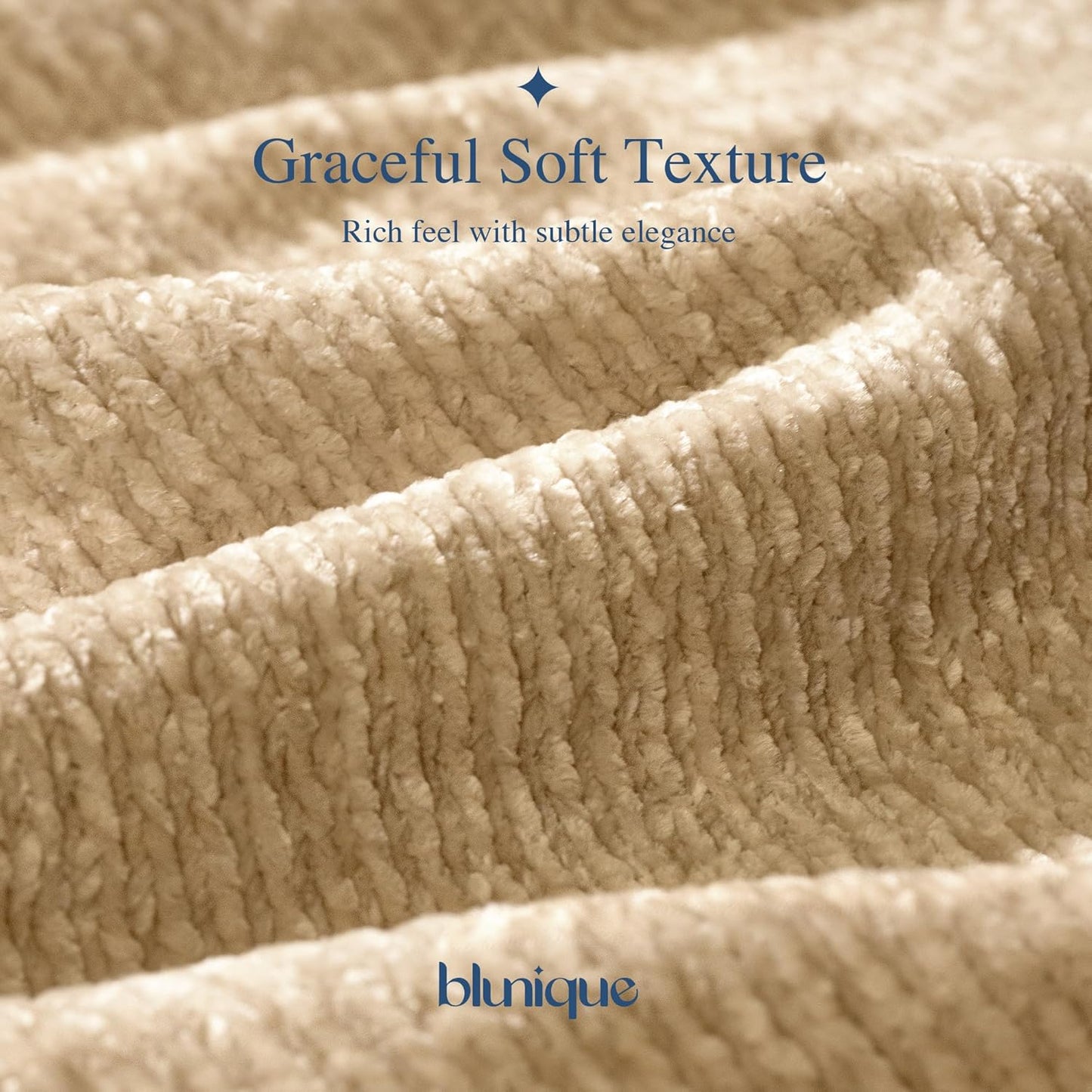 Chenille Throw Blanket for Couch, Cozy Soft Blanket Lightweight Decorative Throw for Living Room Sofa Chair, Stylish Home Decor, Ideal for Gifting, Beige 50"x60"