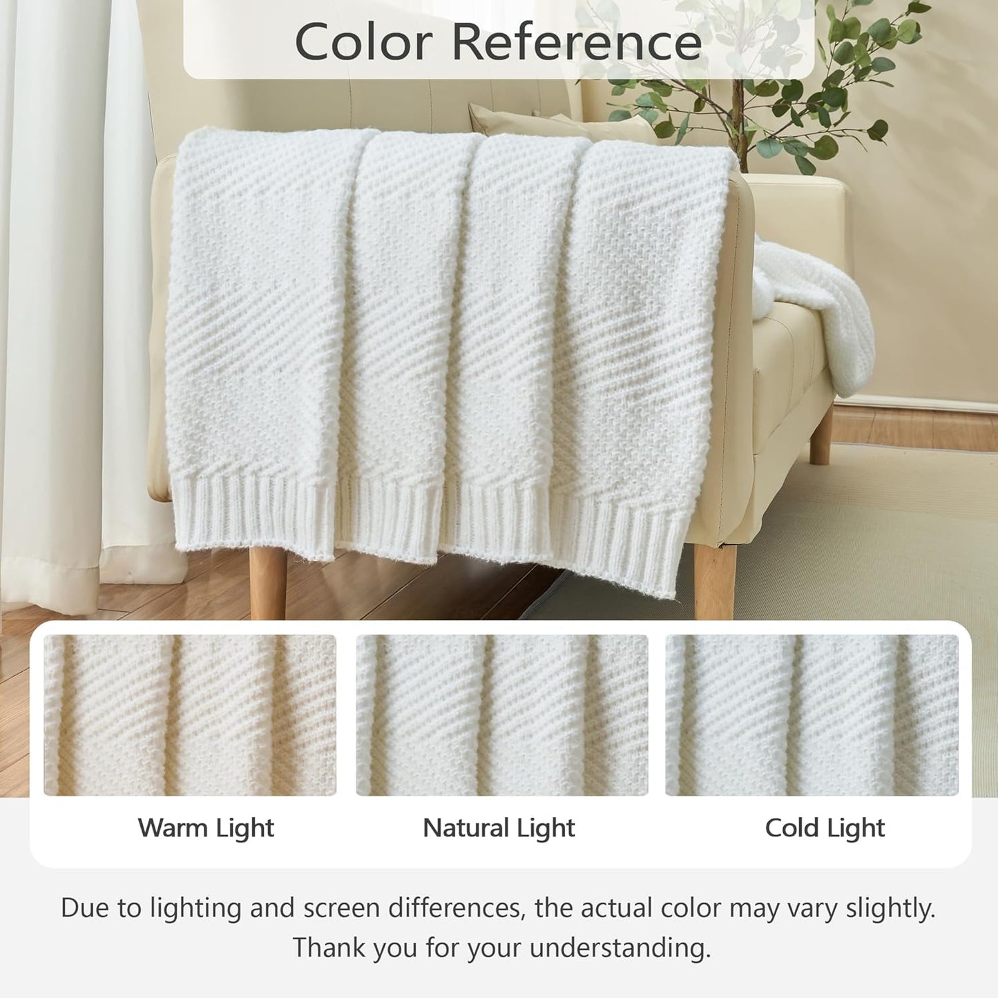 Knitted Throw Blanket 60"X80", White Knit Throws for Bed, Super Soft Boho Chevron Blankets for Couch Sofa Chair Room Decor, Textured Decorative Farmhouse Cozy Lightweight