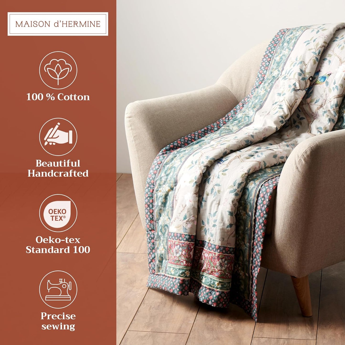Maison d' Hermine Throw Blanket for Couch Lightweight Soft Warm Breathable Cotton Throw Blankets for Bed Girls Boys Women Men Gifts Sofa Travel Living Room Easter Gifts (50'' X 60'', Osaka)