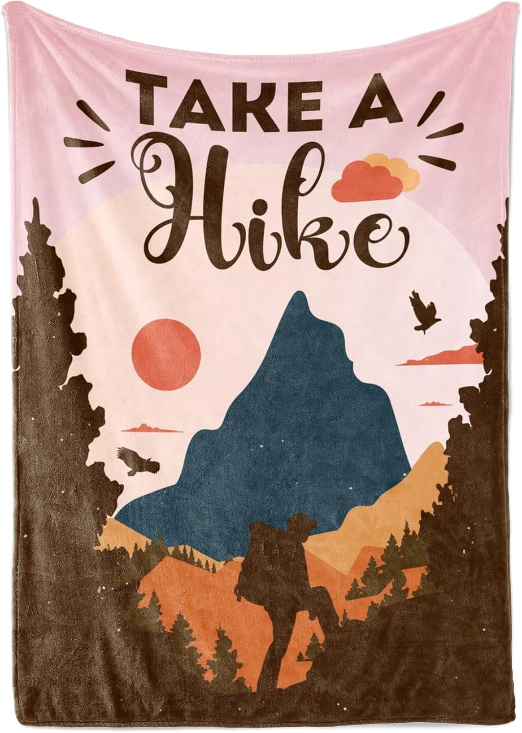 Cool Hiking Gifts for Women, Men, Couples, Throw Blanket for Hikers for Christmas, Birthday - 50" x 65" Take a Hike