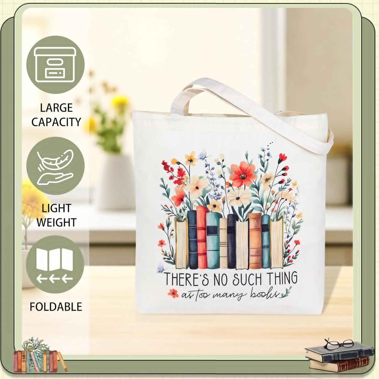 Book Lover Gifts for Women Christmas, Thanksgiving, Birthday Gifts for Book Lovers Women Cute Canvas Tote Bag Makeup Bag - Reading Accessories, Librarian, Bookish, Readers