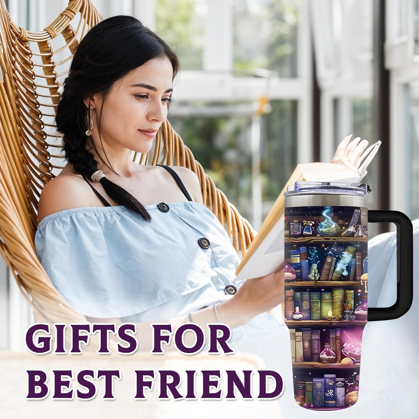 Book Lovers Gifts 30oz Tumbler with Handle and Straw, Book Tumbler for Friend, Bookish Gifts for Women Readers Librarian, Book Accessories Travel Mug, Birthday Valentines Day Gift for Her, 1 Pcs