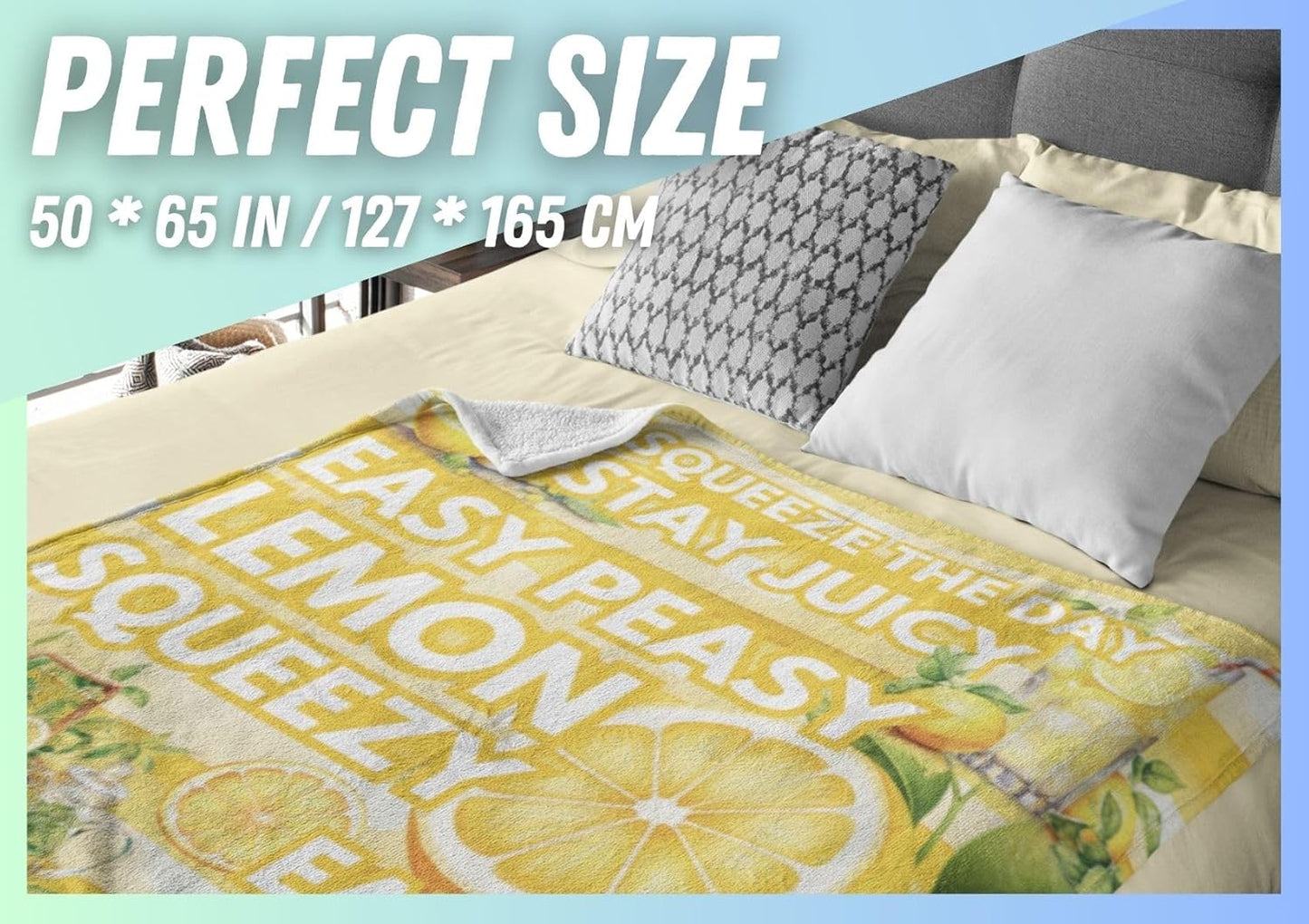 Lemon Gifts Blanket, Bed Flannel Plush Throw, for Lemon Lemonade Lover, Women, Female (50"x 65")