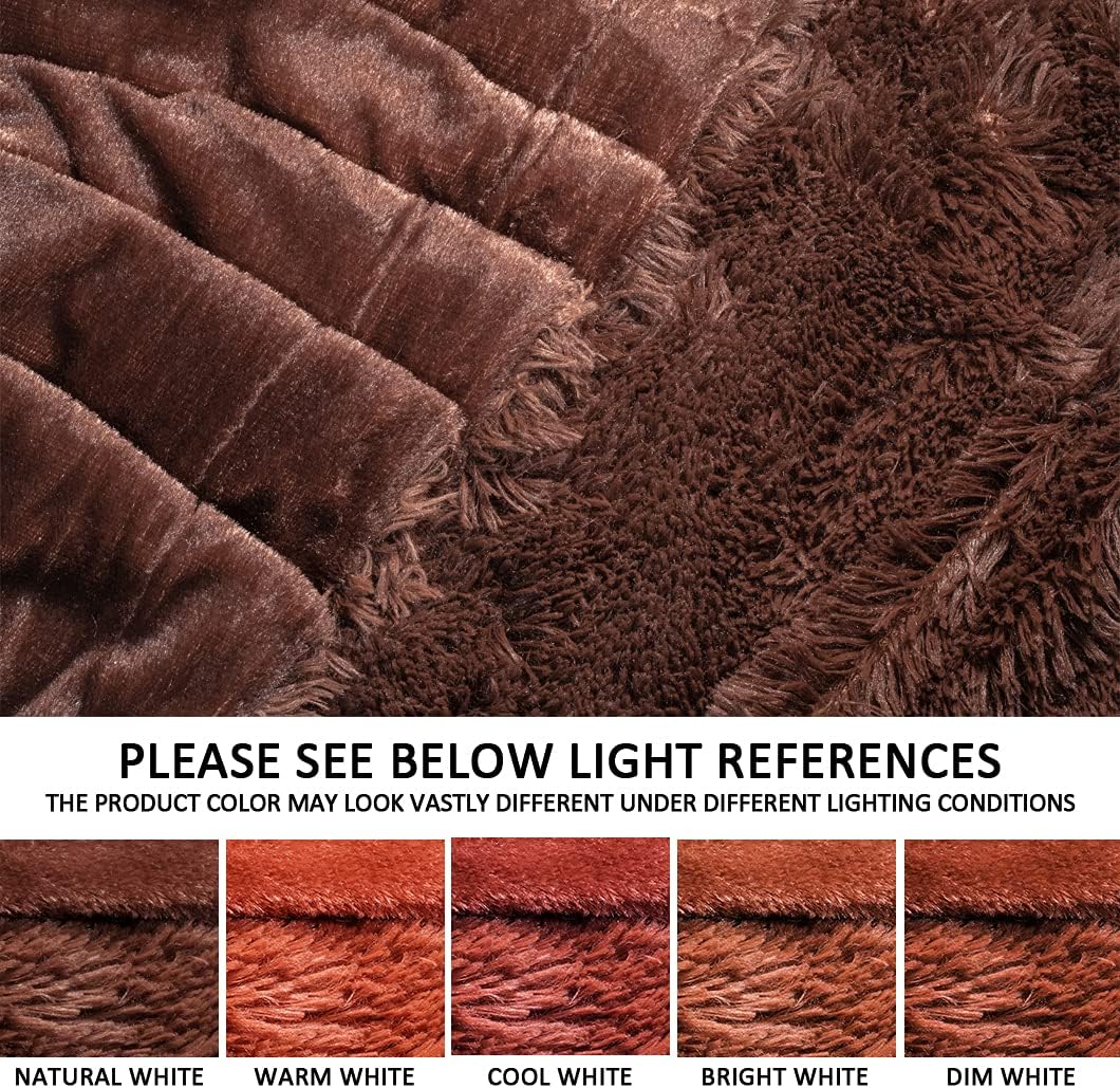 YUSOKI Long Faux Fur Twin Size Blanket,2 Layers,3.4lb for Bed Couch Home Décor Gifts Men (Brown,60" x 80")